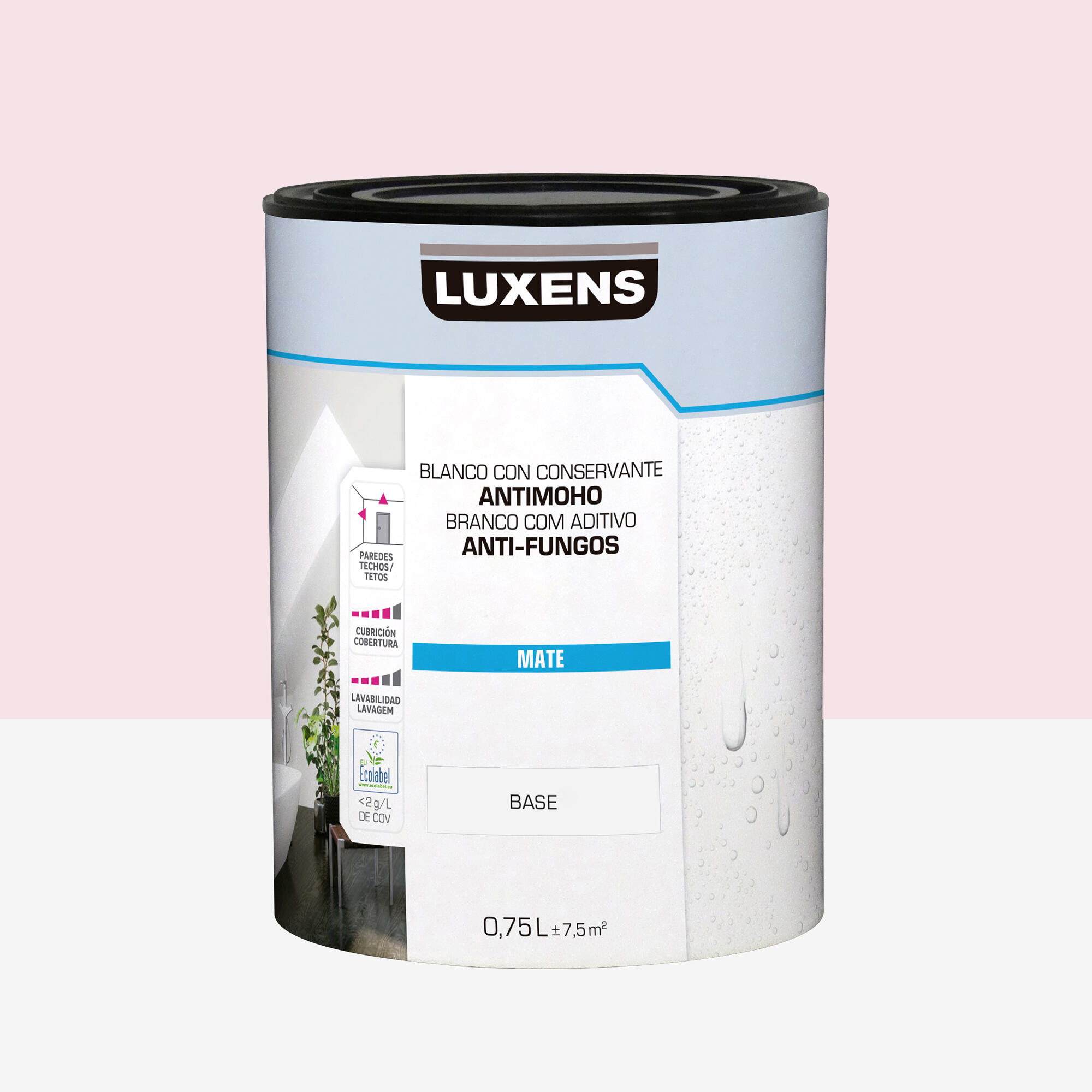 Pintura de interior color a tu gusto luxens color rosa suave luminoso mate 750ml para paredes y techos