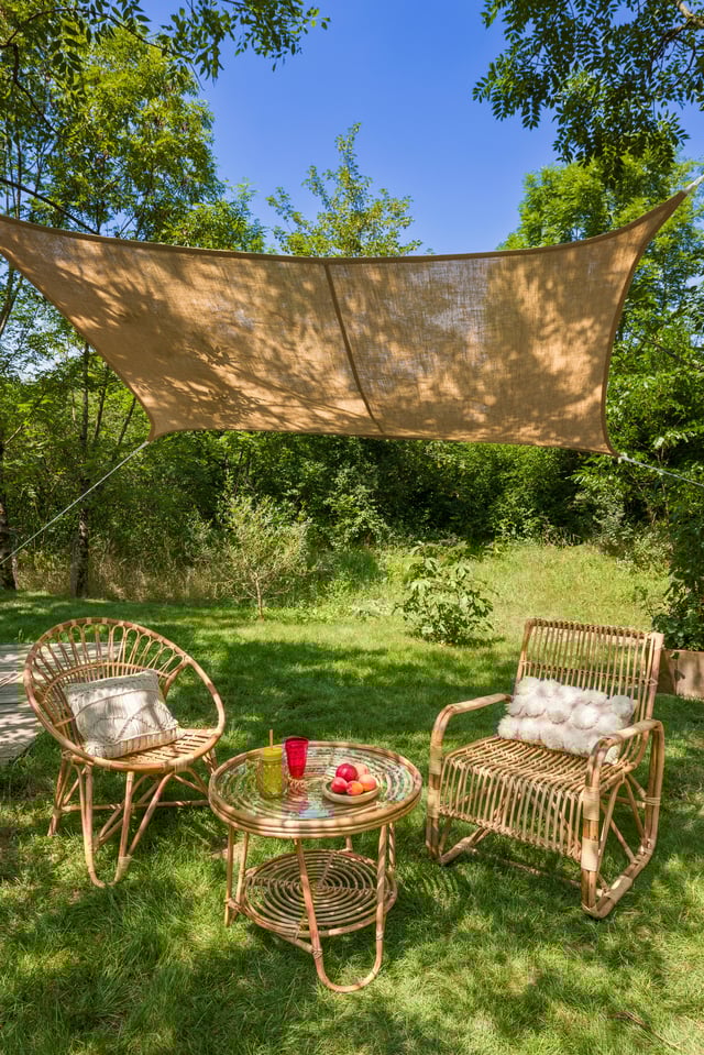 Voile d'ombrage rectangulaire jute naturelle L.400 x l.300 cm