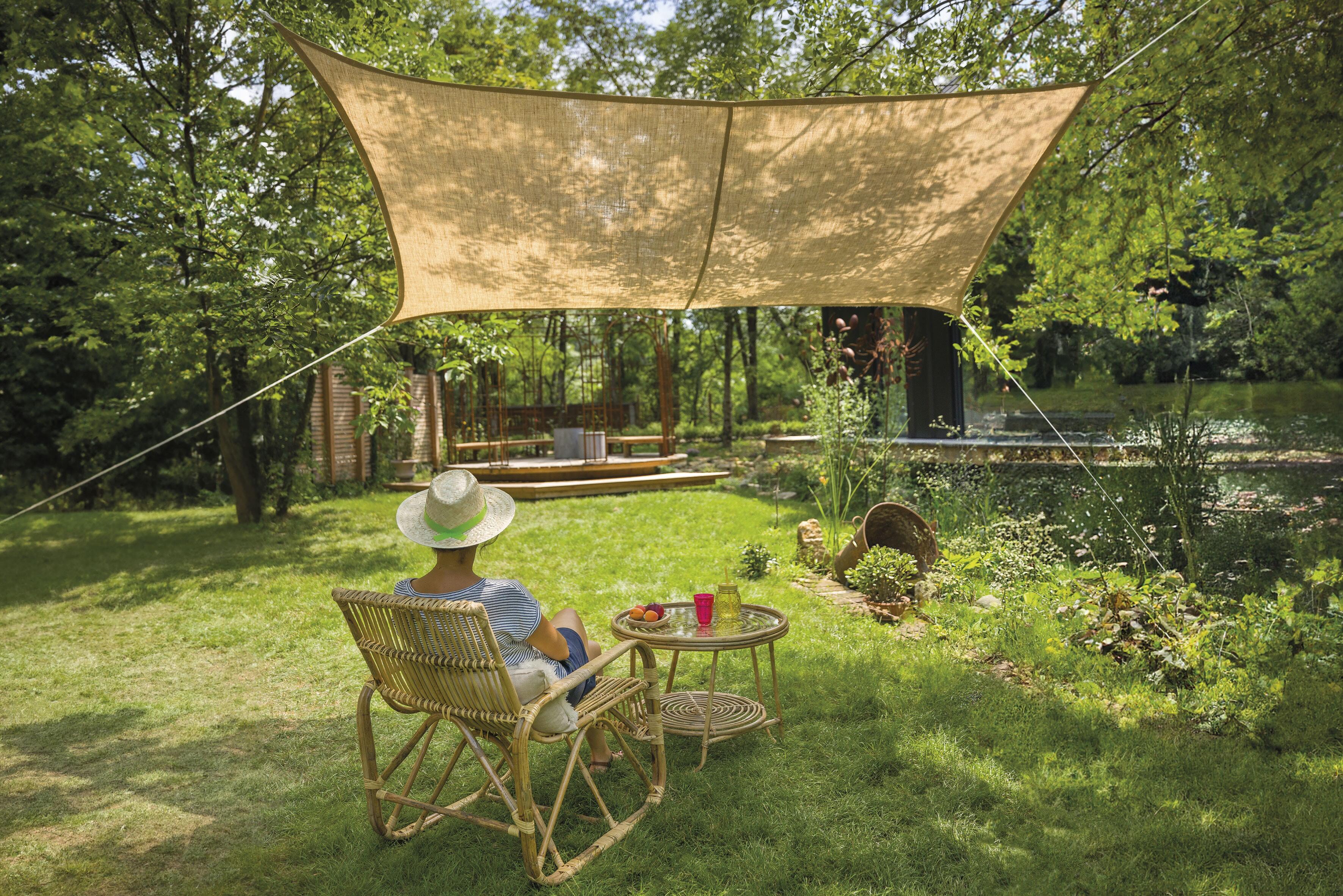 Voile d'ombrage rectangulaire jute naturelle L.400 x l.300 cm - 2