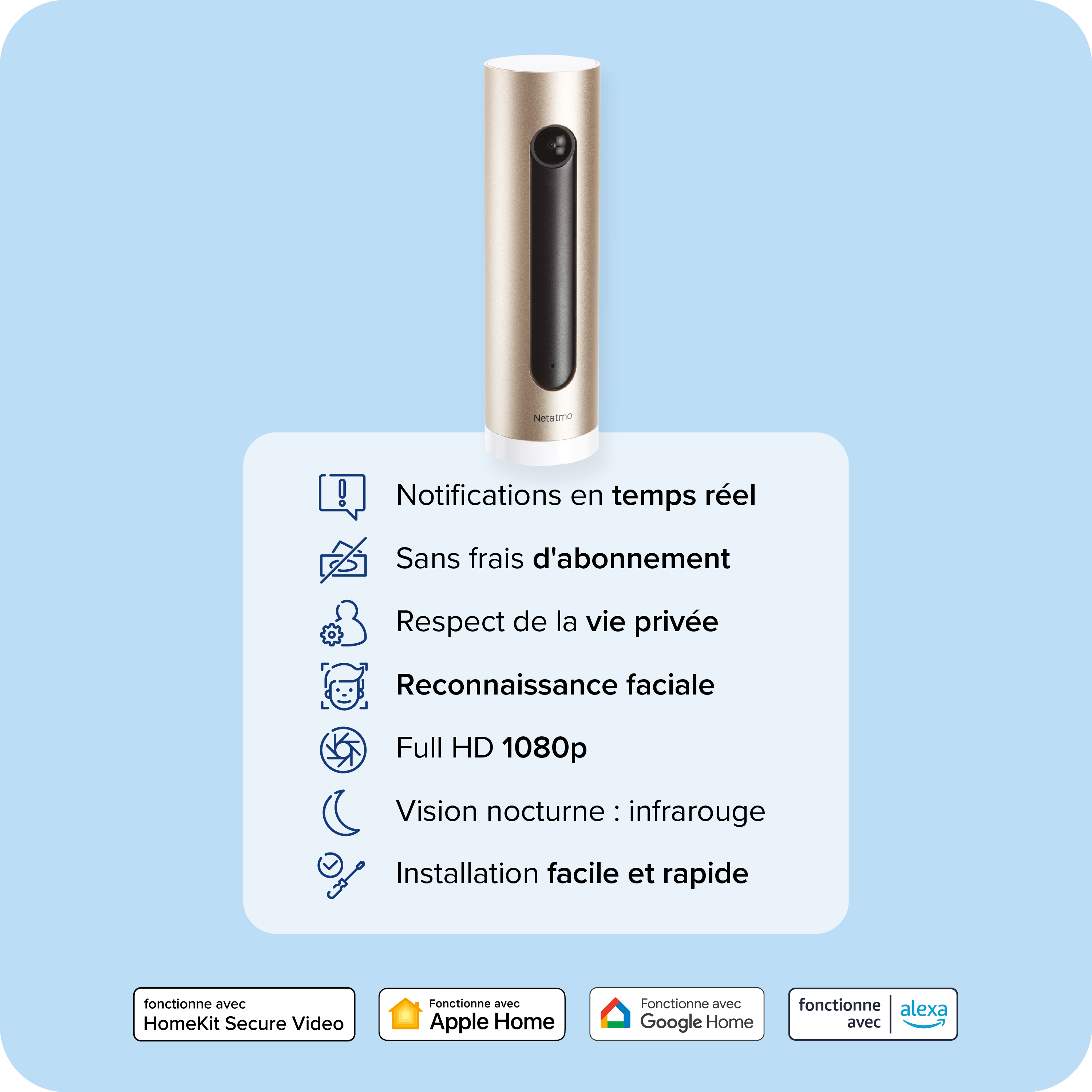 Caméra de surveillance intérieure filaire, doré, NETATMO - 4