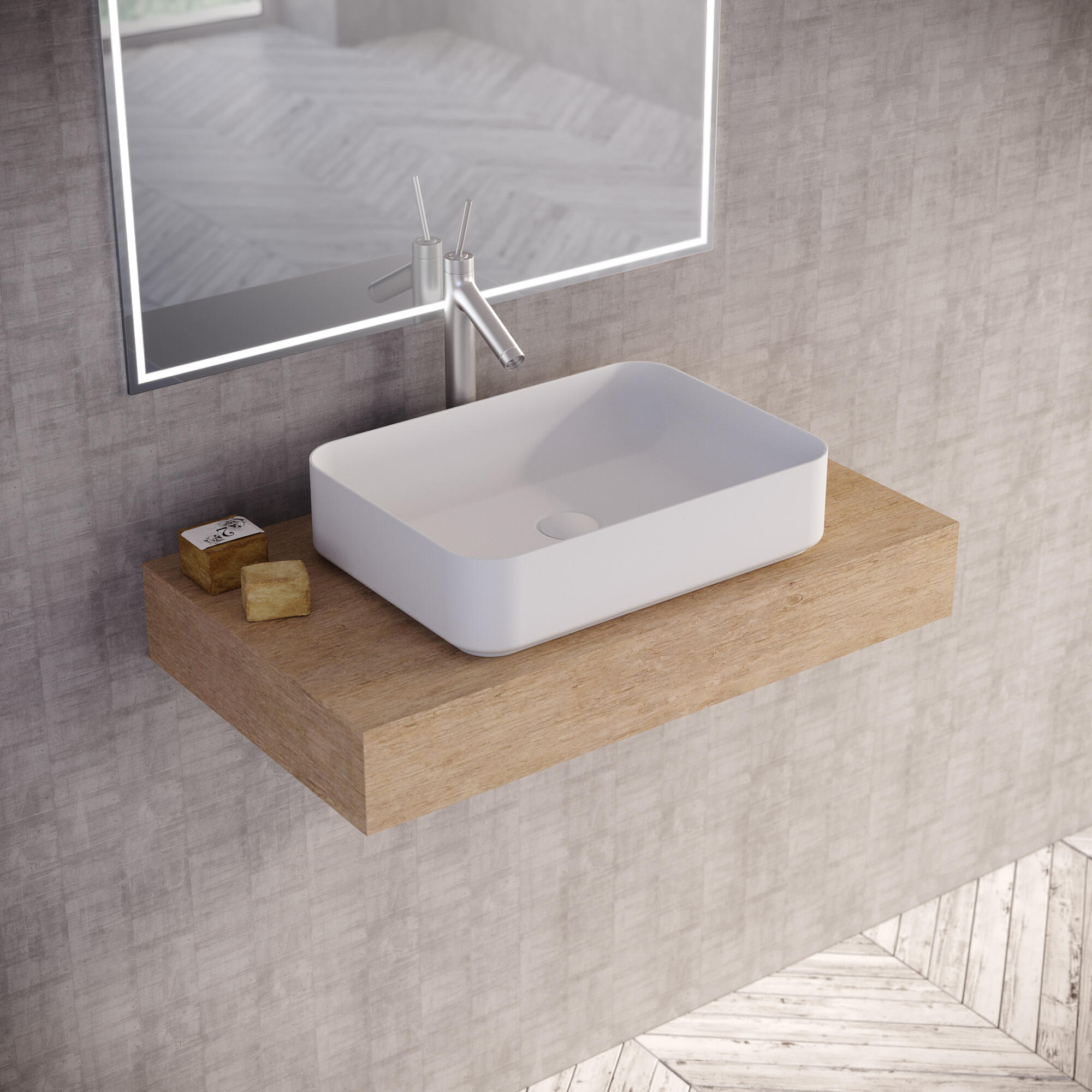 Lavabo de sobreponer Studio + Valvula Incluida  mate 37x12x37 cm - 3