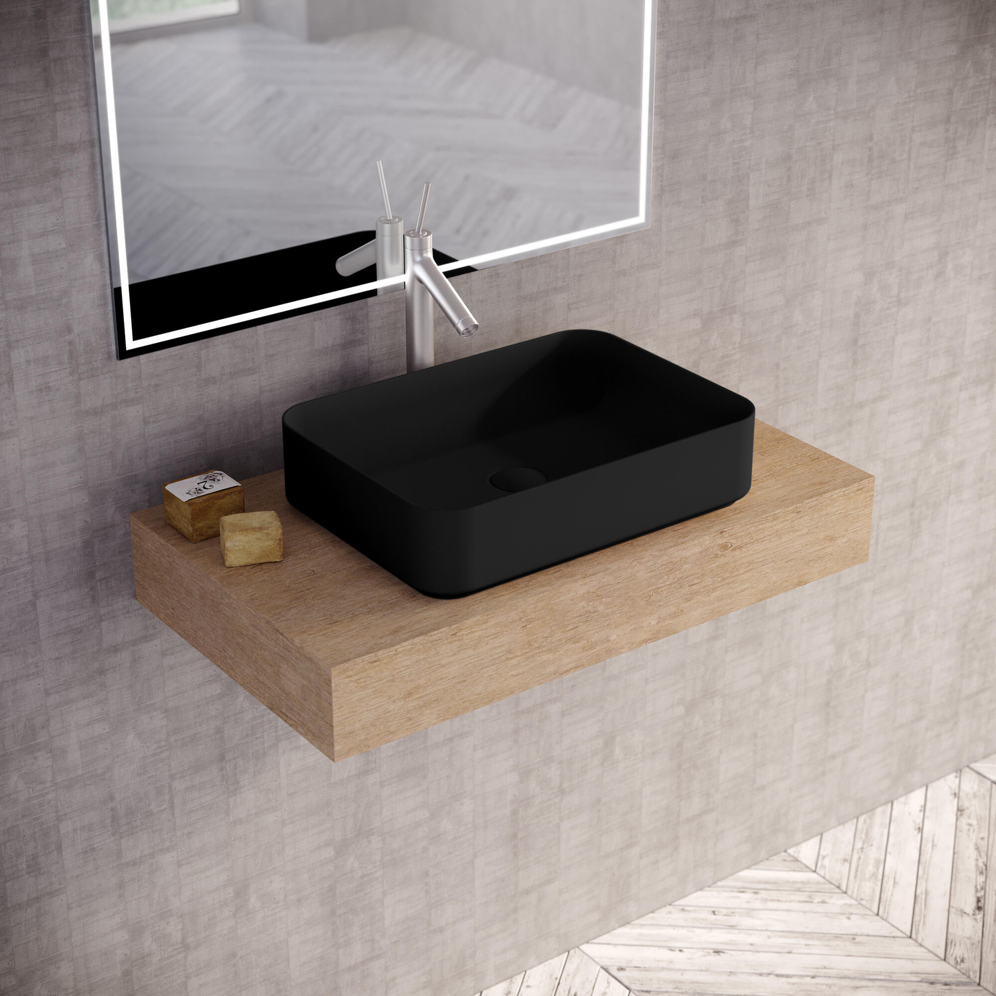 Lavabo de sobreponer Studio + Valvula Incluida  mate 37x12x37 cm - 3