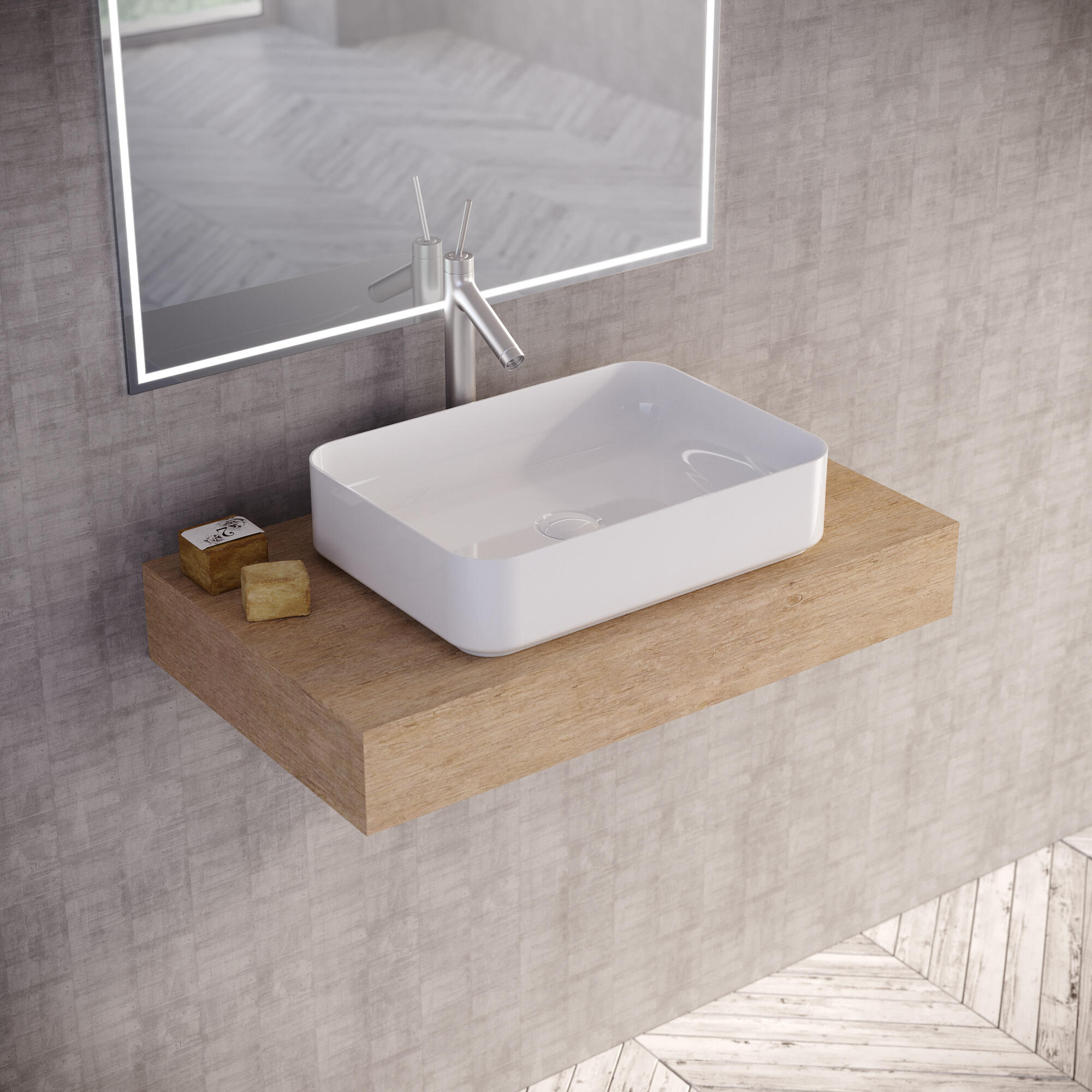 Lavabo de sobreponer Studio + Valvula Incluida  mate 37x12x37 cm - 3