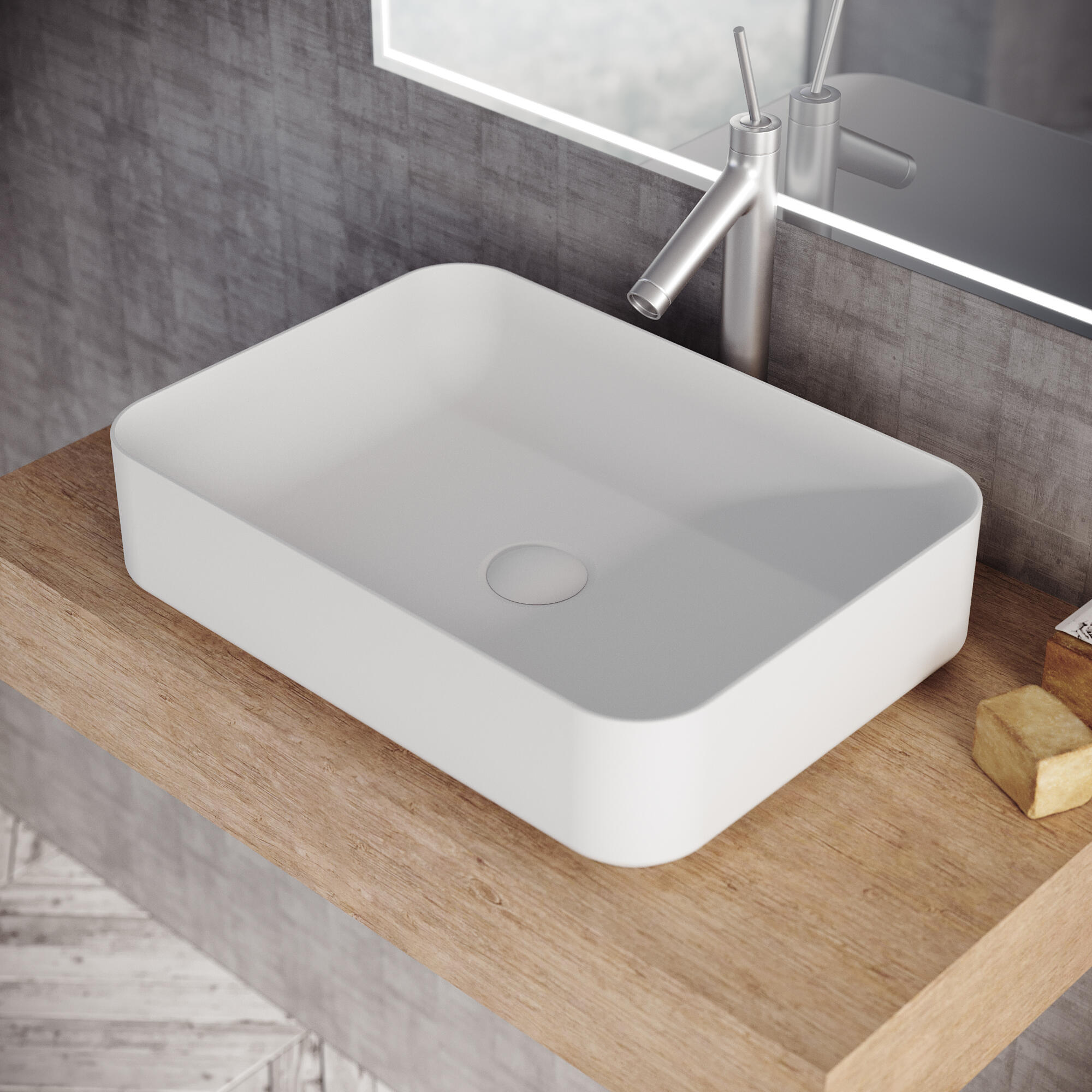 Lavabo de sobreponer Studio + Valvula Incluida  mate 37x12x37 cm - 2