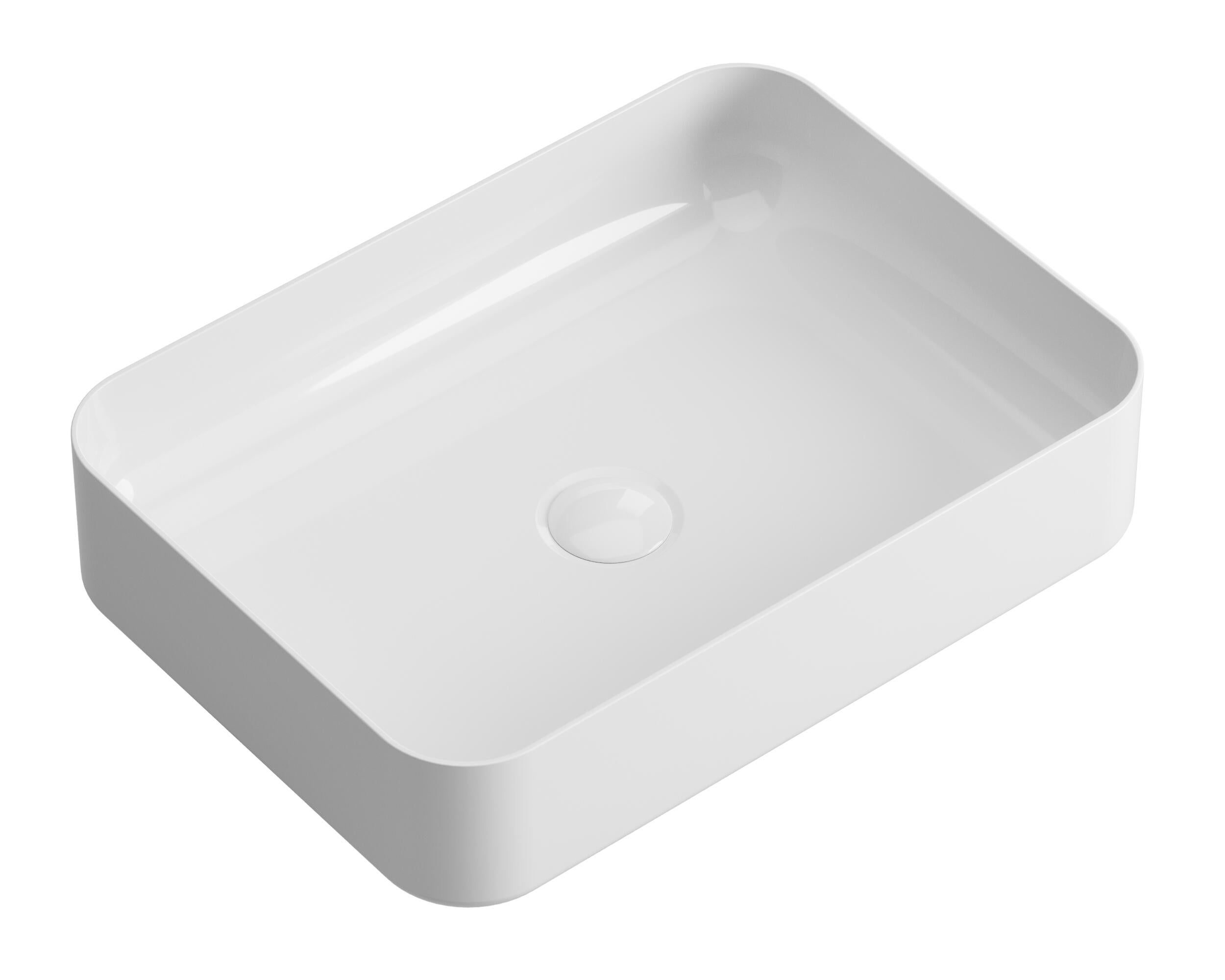 Lavabo de sobreponer studio + valvula incluida blanco 37x12x37 cm