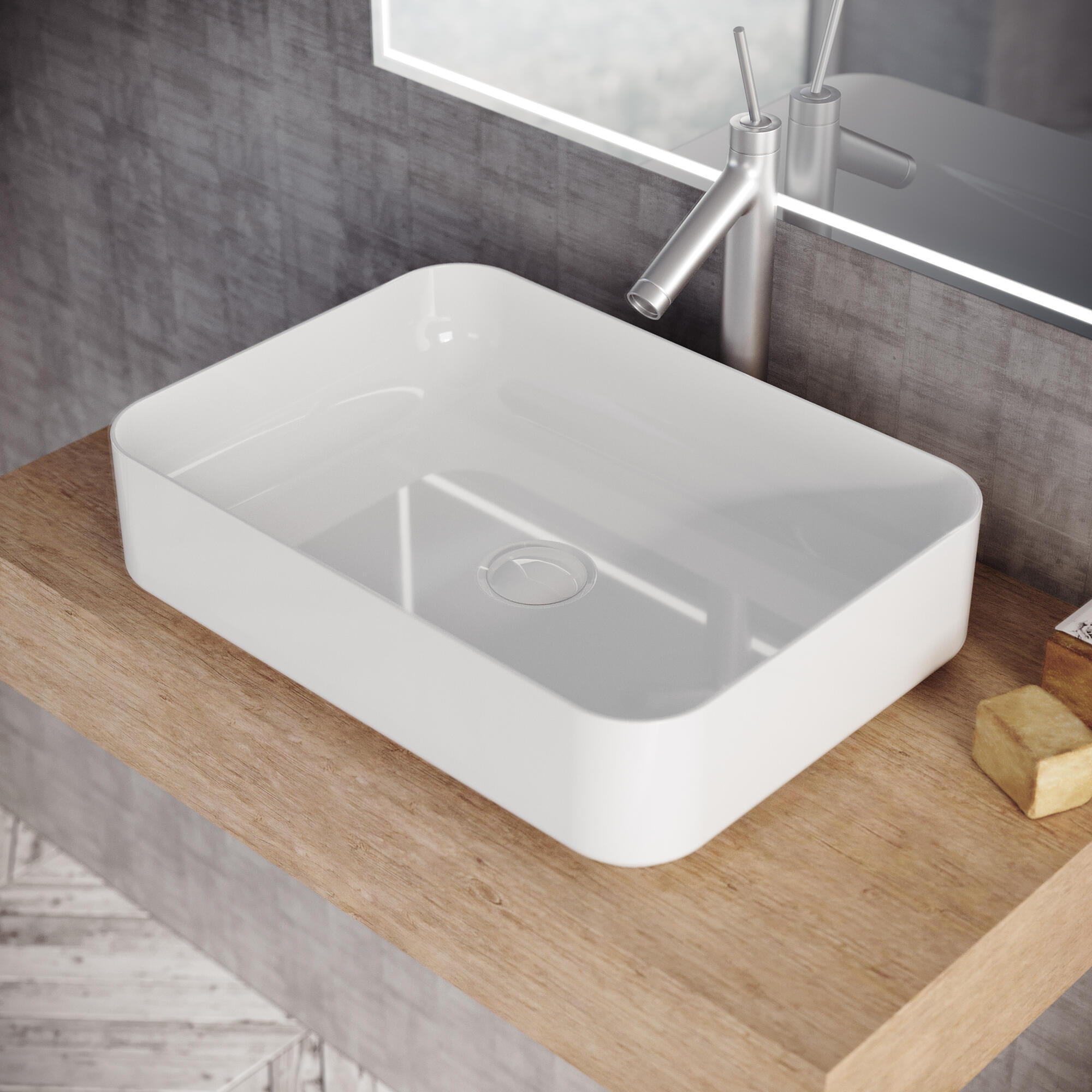 Lavabo de sobreponer Studio + Valvula Incluida  mate 37x12x37 cm - 2