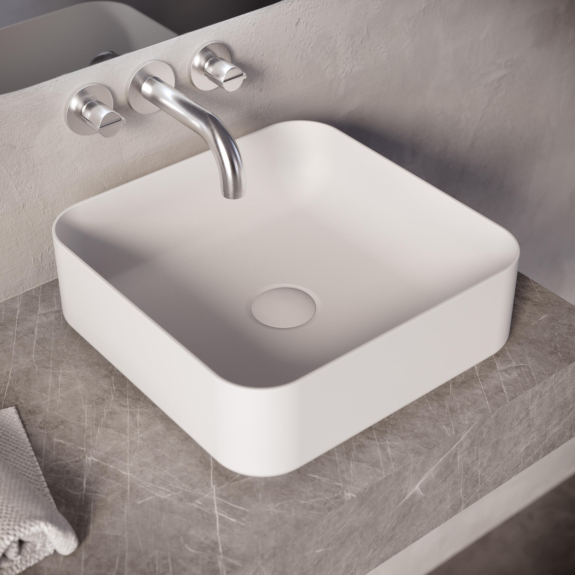 Lavabo sobre encimera de cerámica Studio 37x12x37 cm cuadrada blanco mate - 2