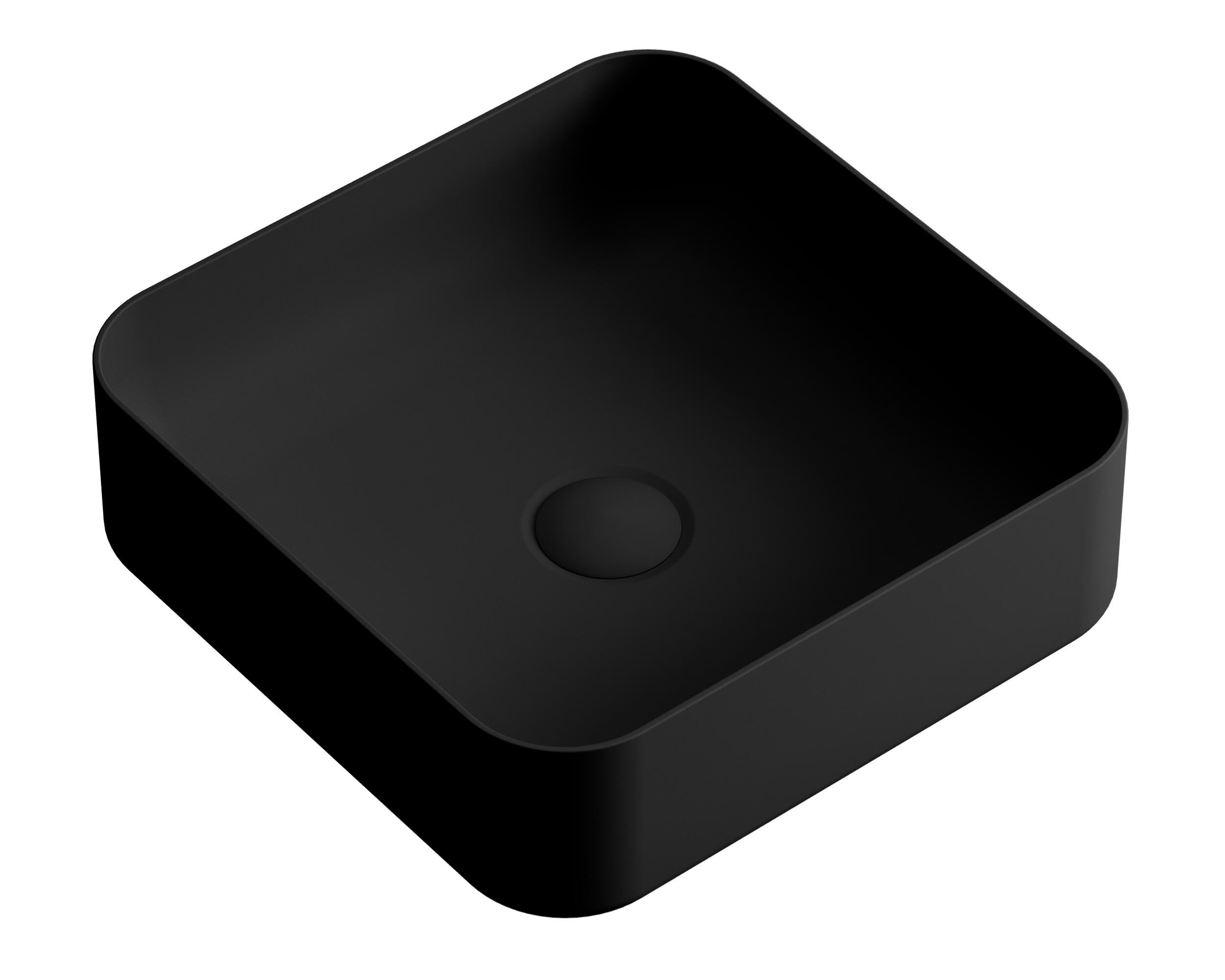 Lavabo de sobreponer studio + valvula incluida negro mate 37x12x37 cm