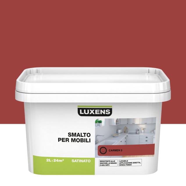 Smalto da interno per mobile, LUXENS per mobili rosso carmen 3 satinato, 2 L