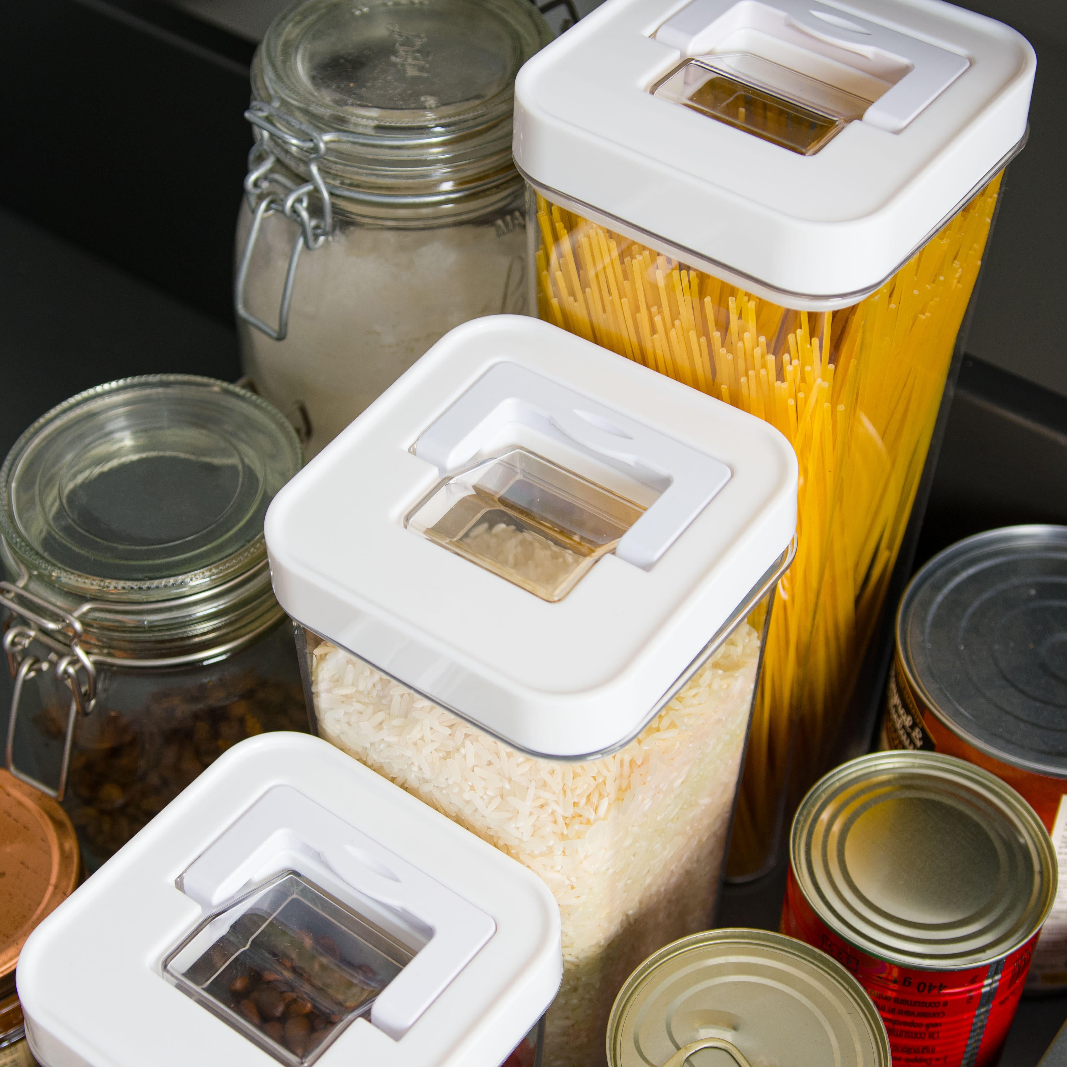 Frasco para alimentos plástico transparente 11,3 x 11,3 x 21,8 cm Delinia Scandi - 3