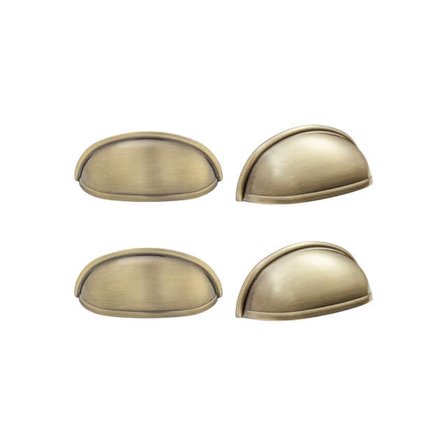 4 puxadores para móvel concha latão antigo 64 mm Inspire