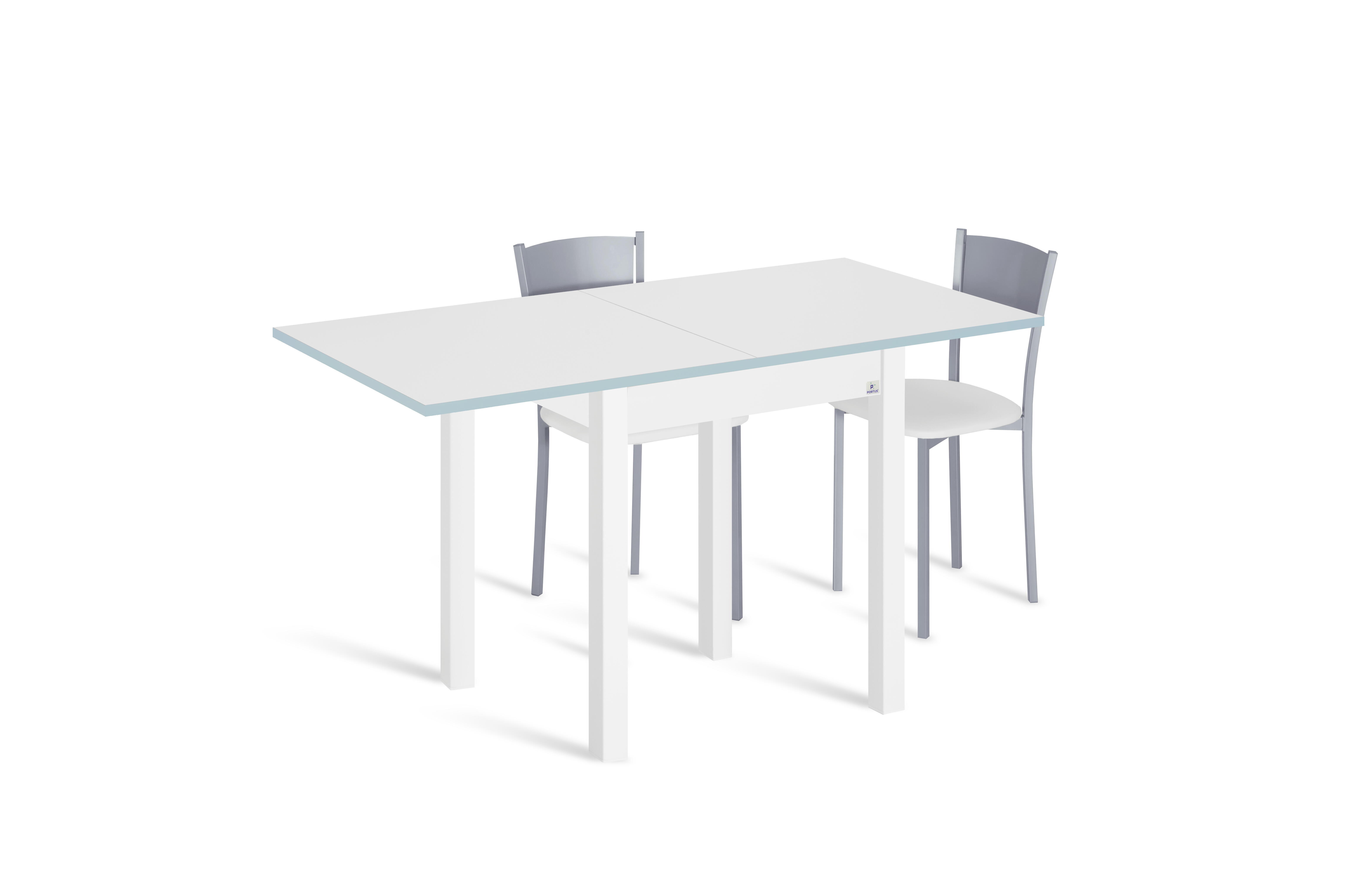 Conjunto mesa libro galante (65-130)x65 bco/bco + 2 sillas asiento bco