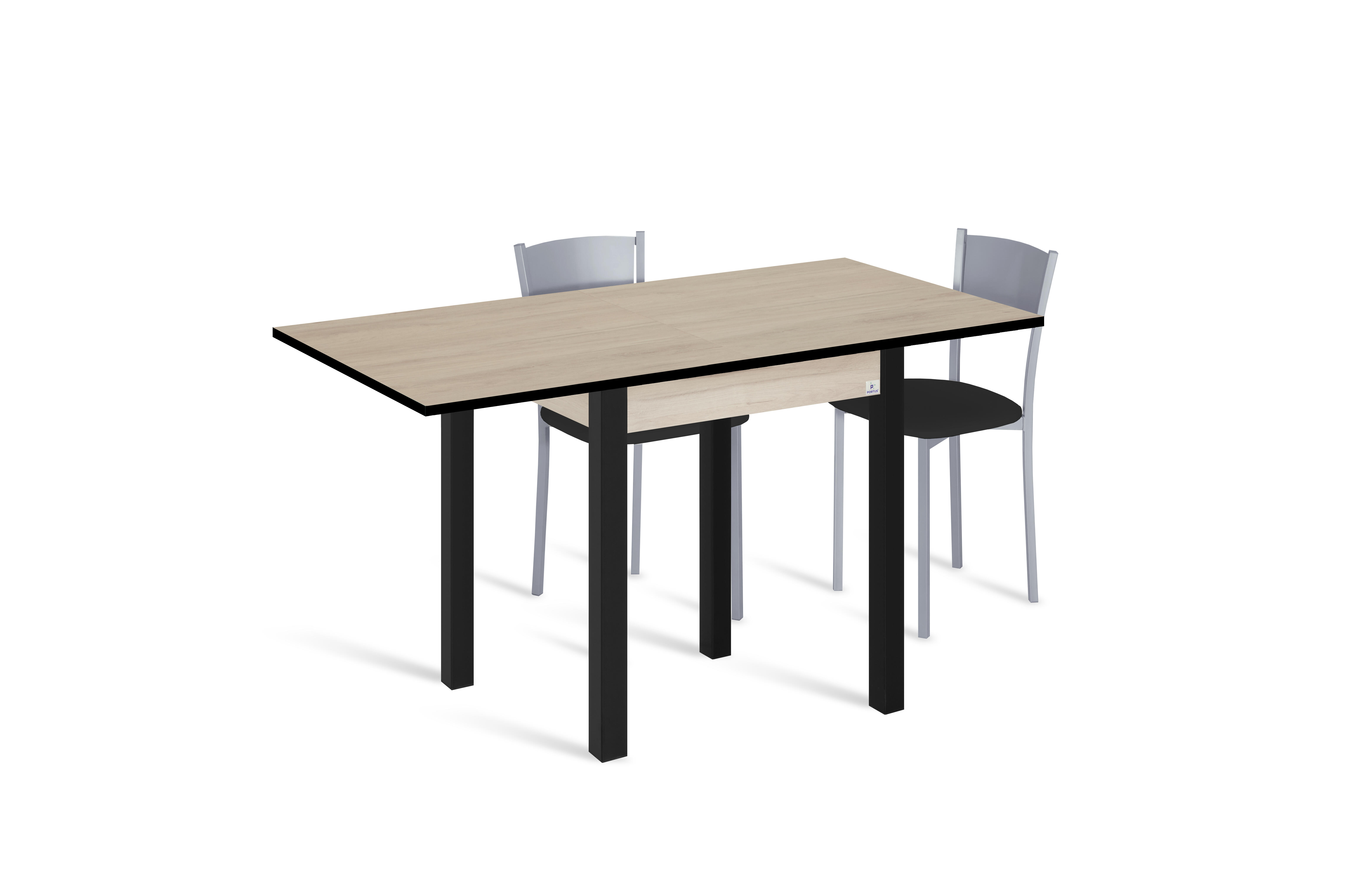 Conjunto mesa libro galante (65-130)x65 roble/neg + 2 sillas asiento neg