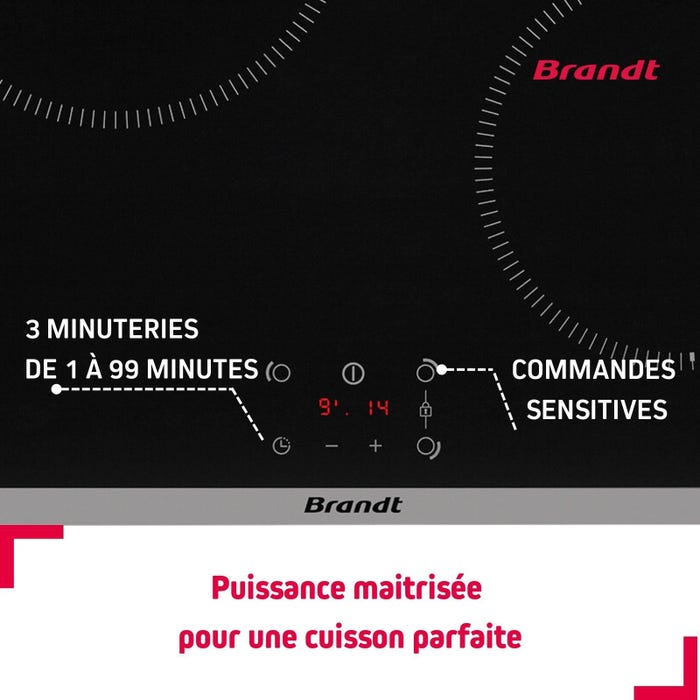 Chaque foyer de la plaque de cuisson dispose de commandes individuelles et d'une minuterie individuelle