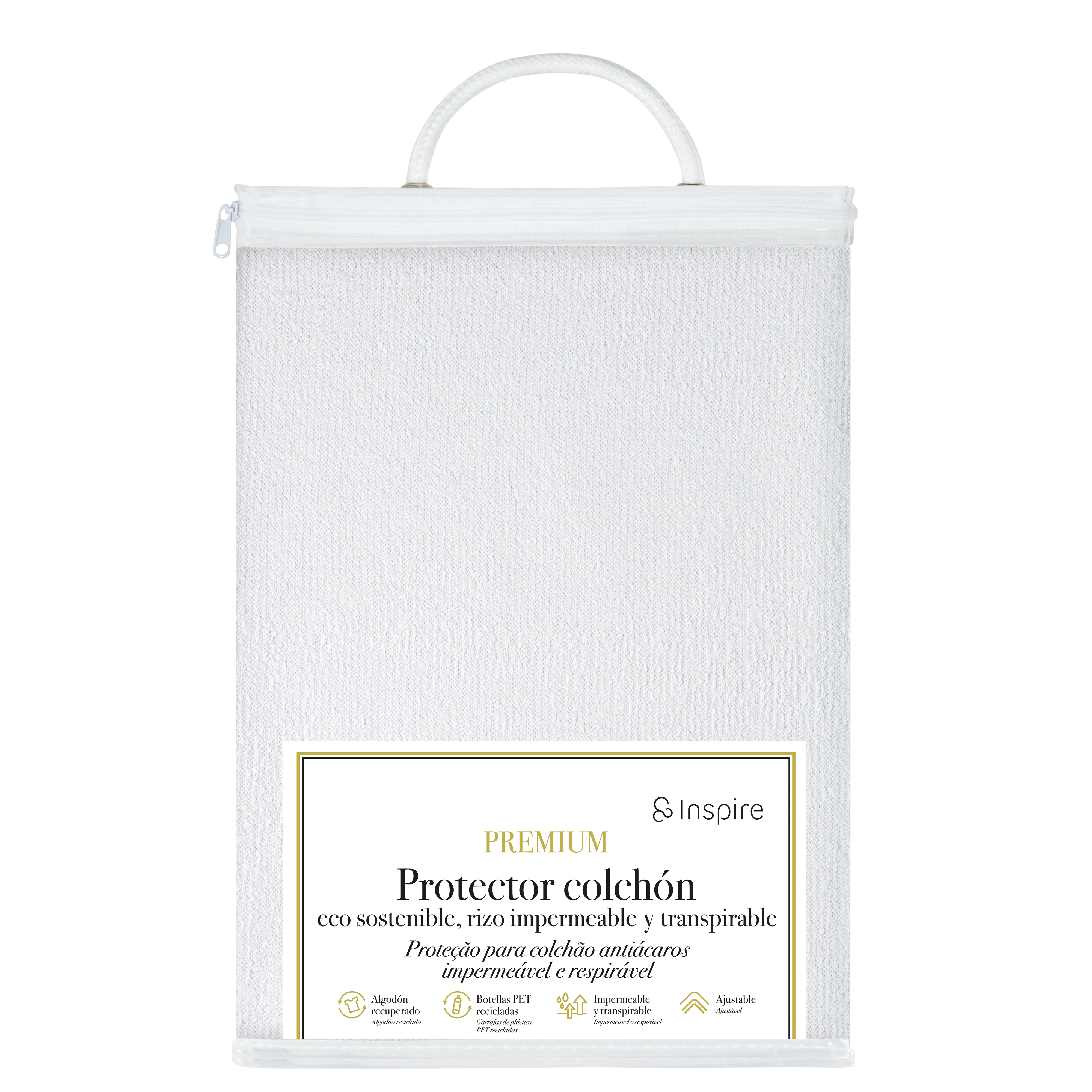Protector de colchón Rizo Eco poliéster blanco para cama de 90 cm - 4