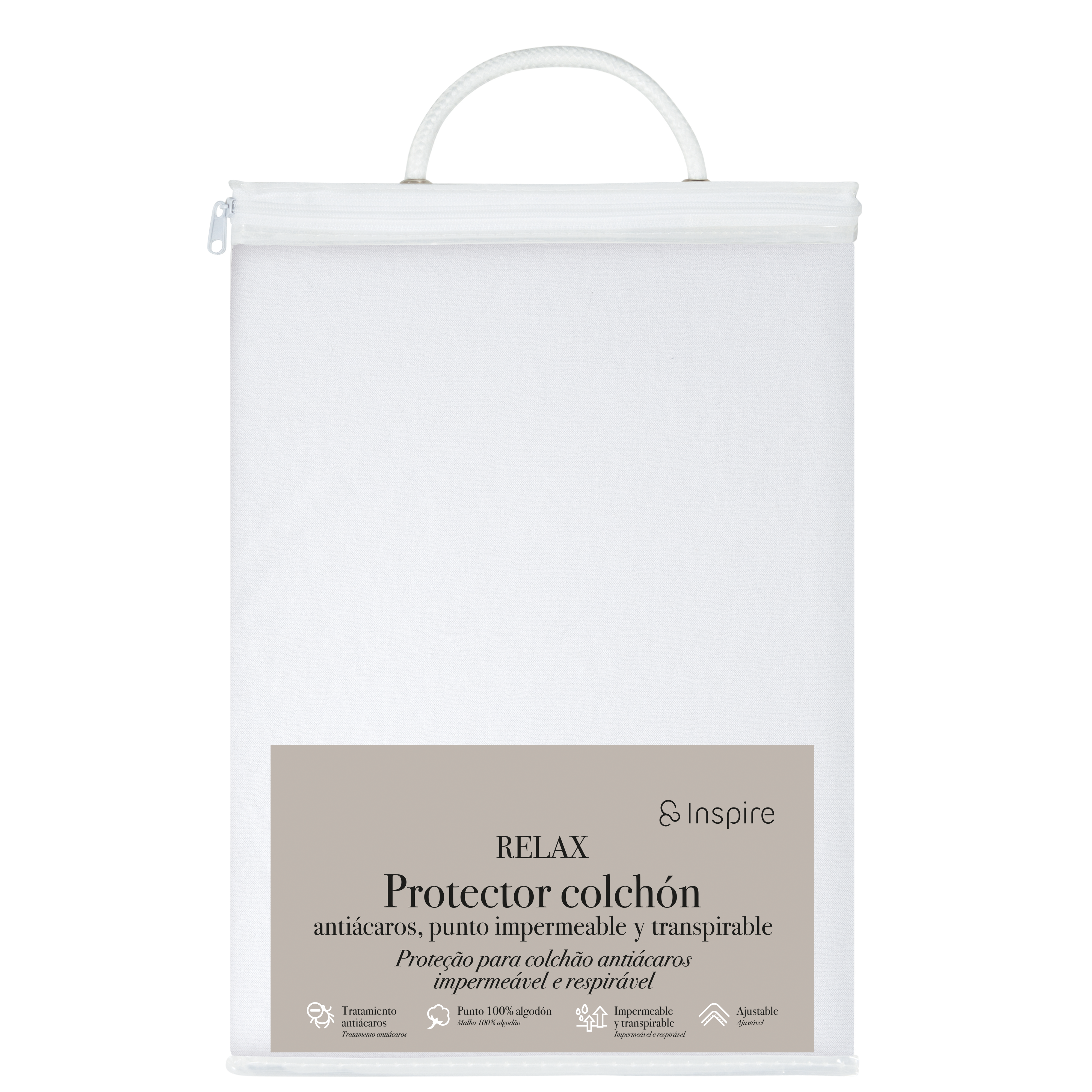 Protector de colchón Antiácaros algodón blanco para cama de 135 cm - 4