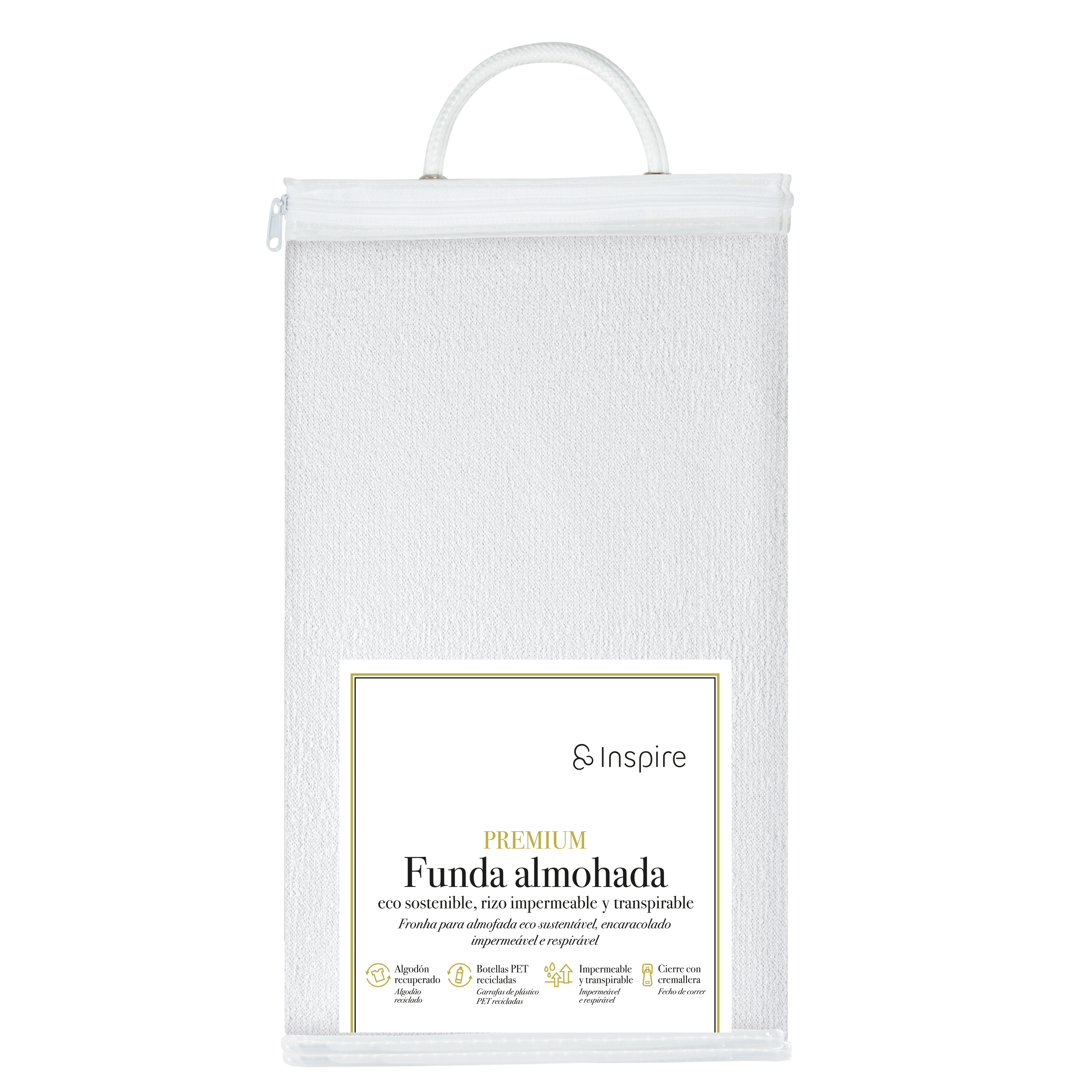 Funda de almohada Rizo Eco INSPIRE poliéster blanco 40 x 70 cm - 4