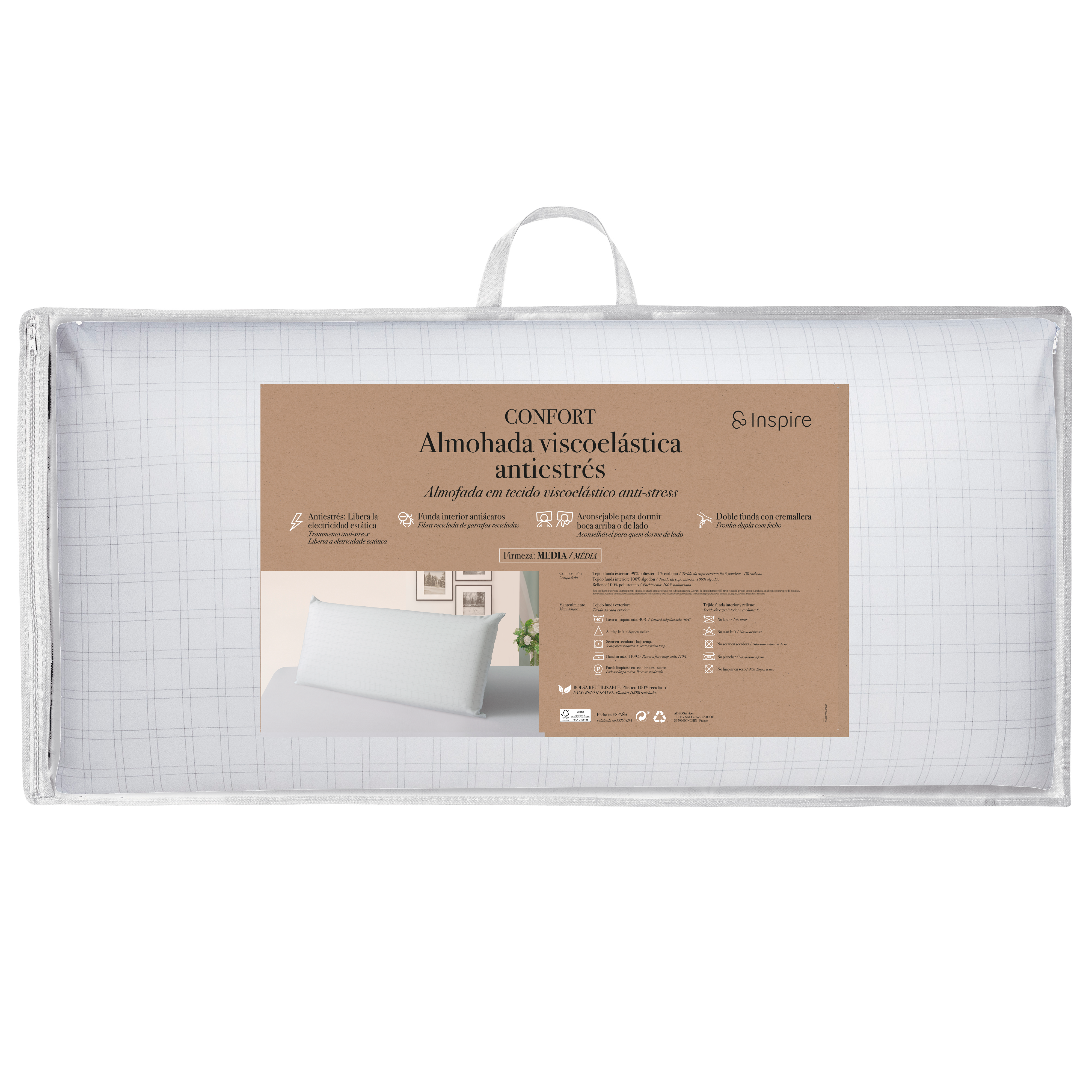 Almohada Visco Antiéstres  INSPIRE 40 x 135 cm - 4