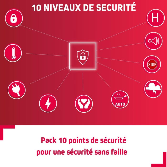 Cette plaque à induction dispose de 10 niveaux de sécurité 