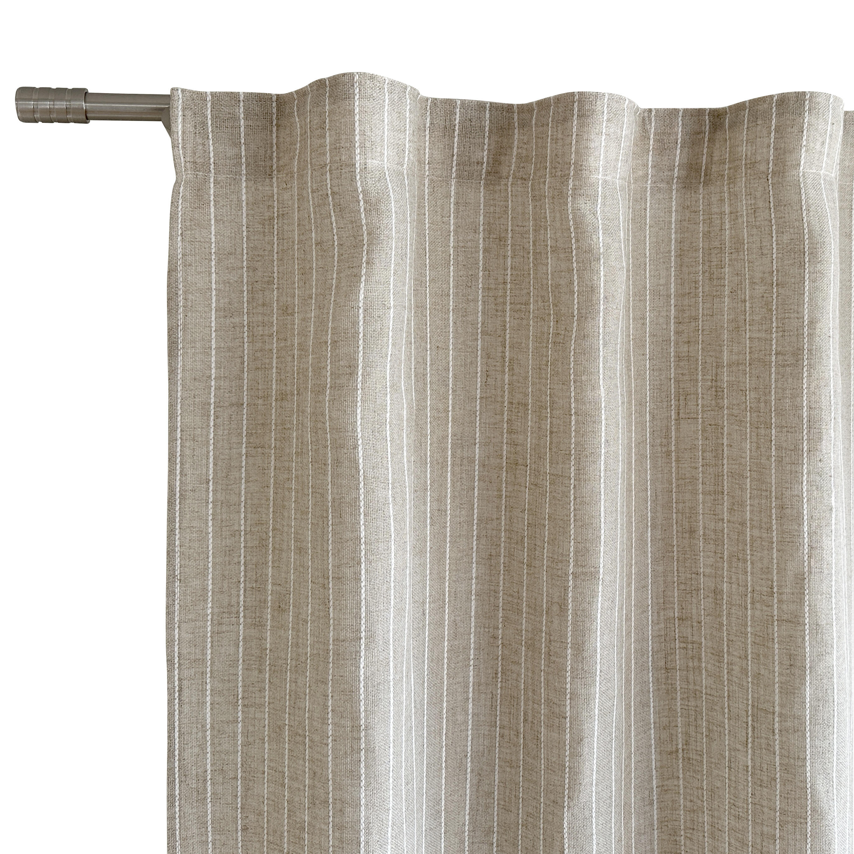 Visillo cinta frunce, trabillas kobo con líneas lino de 140x270cm