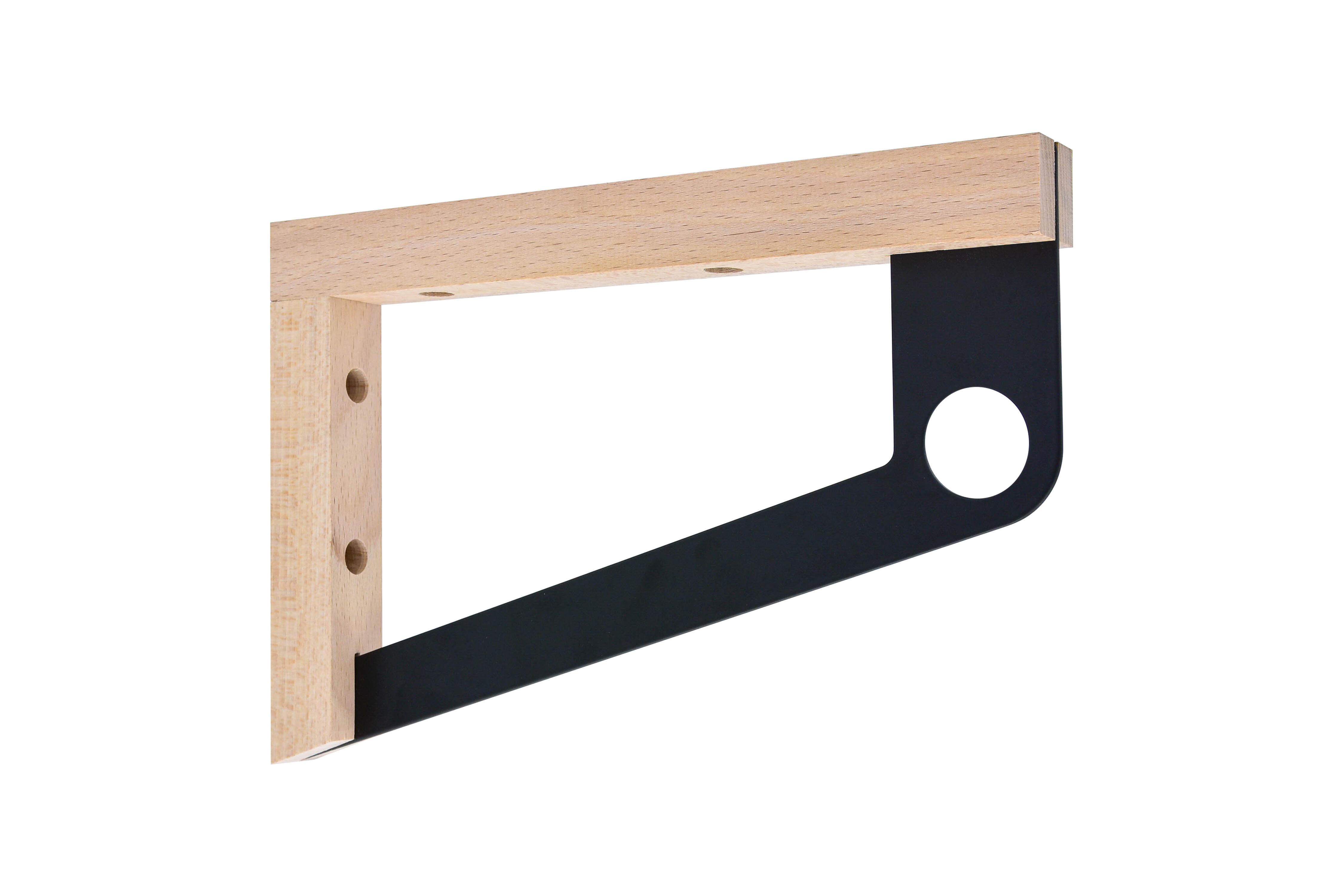 Equerre penderie à visser hêtre brut et acier noir H.25mm x L.25mm x l.170mm