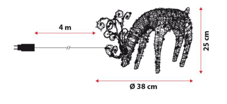 Renna luminosa 100 lampadine led bianco caldo L 1.6 m x H 25 cm - 7