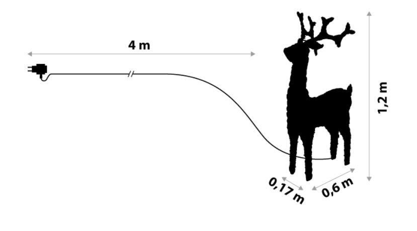 Renna luminosa 3D 250 lampadine led bianco freddo L 0.6 m x H 120 cm - 3