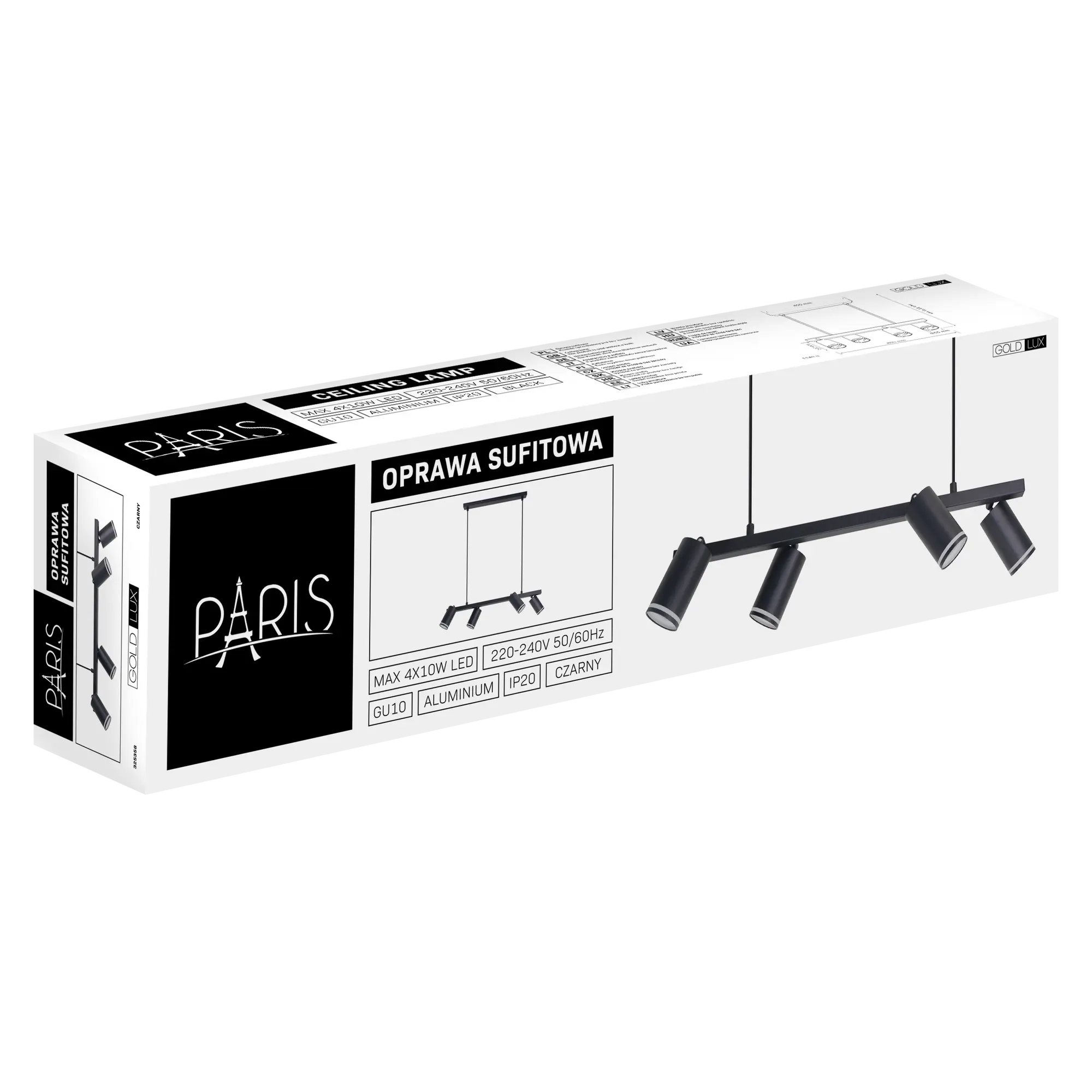 Lampa wisząca Paris czarna 4 x GU10 Goldlux - 8