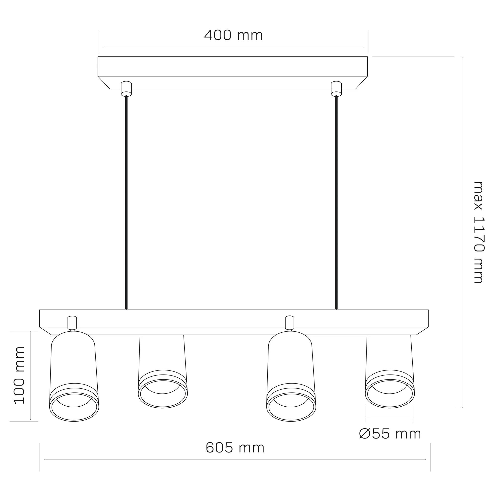 Lampa wisząca Paris czarna 4 x GU10 Goldlux - 3