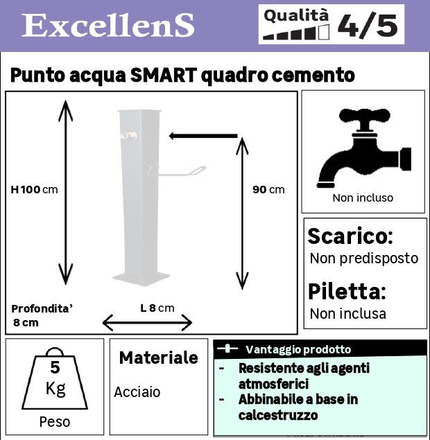 Fontana a colonna in alluminio H 100 cm, 14 x 14 cm - 2