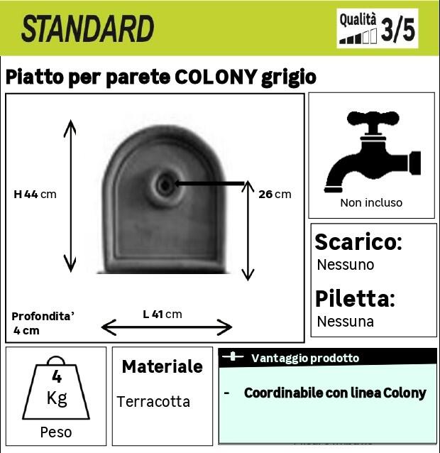 Fontana a parete in terracotta H 46 cm, 44 x 3.5 cm - 3