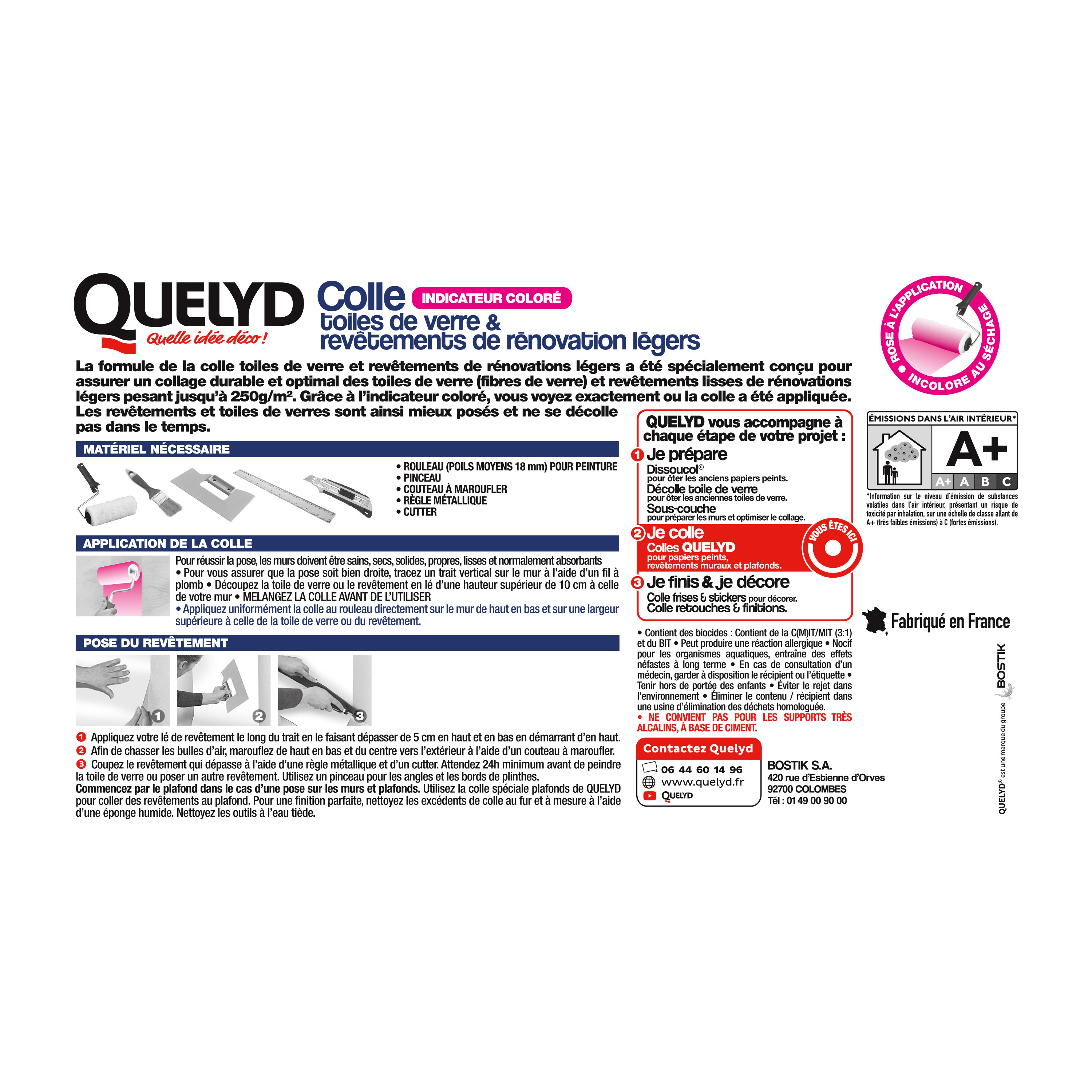 Colle en pâte pour toile de verre avec indicateur coloré QUELYD, 5kg - 4