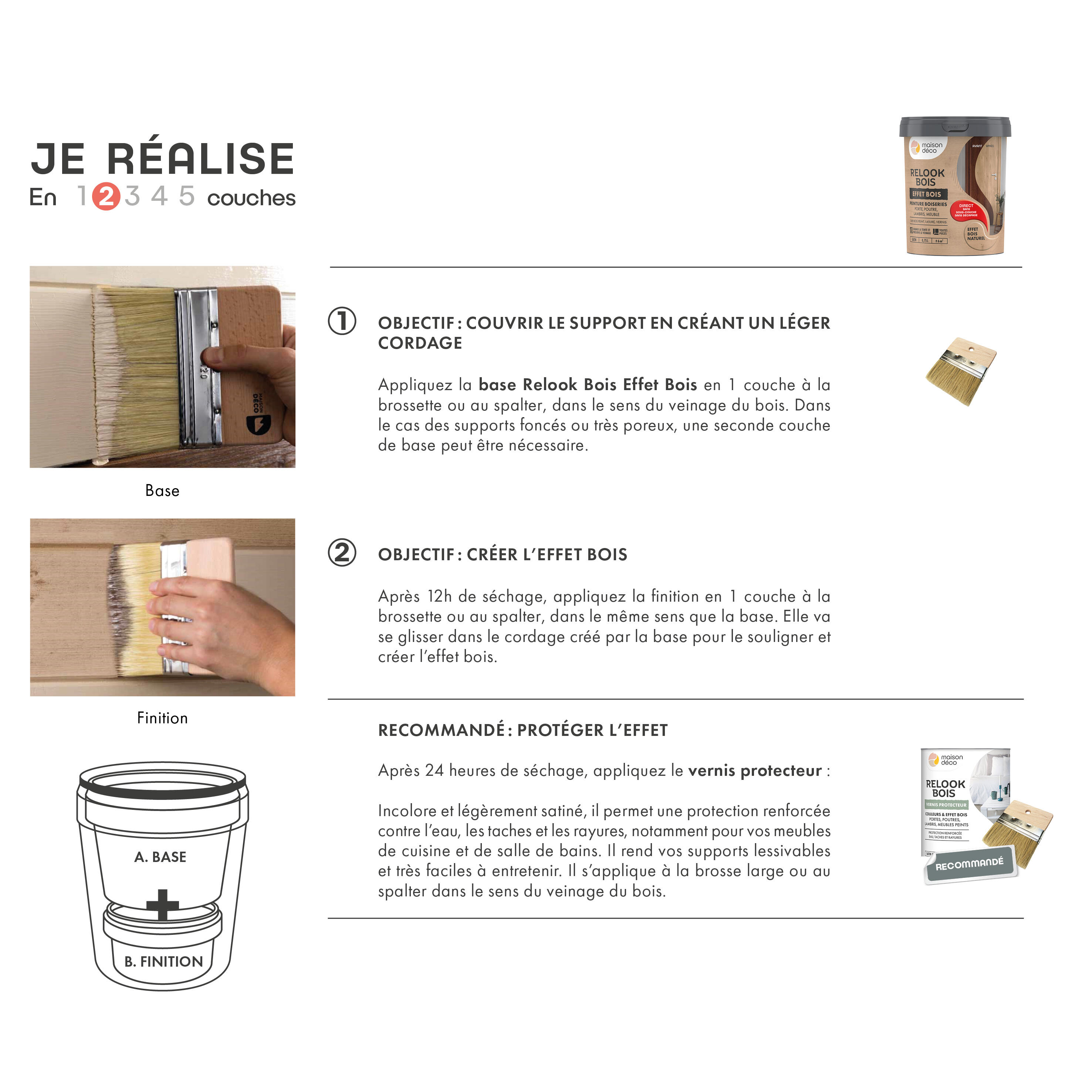 Peinture boiserie Relook bois MAISON DECO bois naturel satiné 0.75L - 7