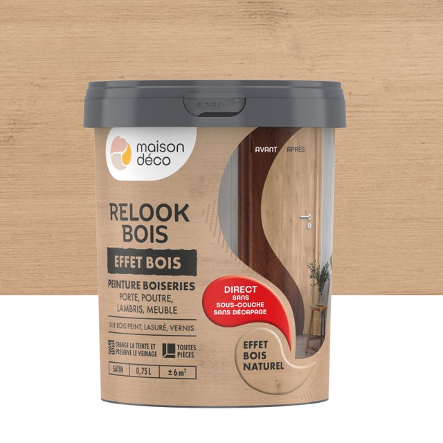 Peinture  Relook bois MAISON DECO, bois naturel satiné, 0.75 l