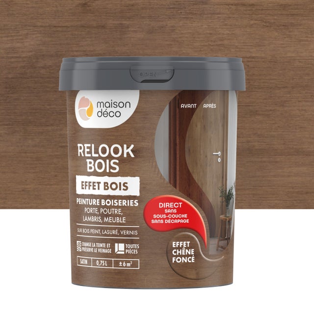 Peinture Relook bois MAISON DECO, bois naturel satiné, 0.75 l main image 1
