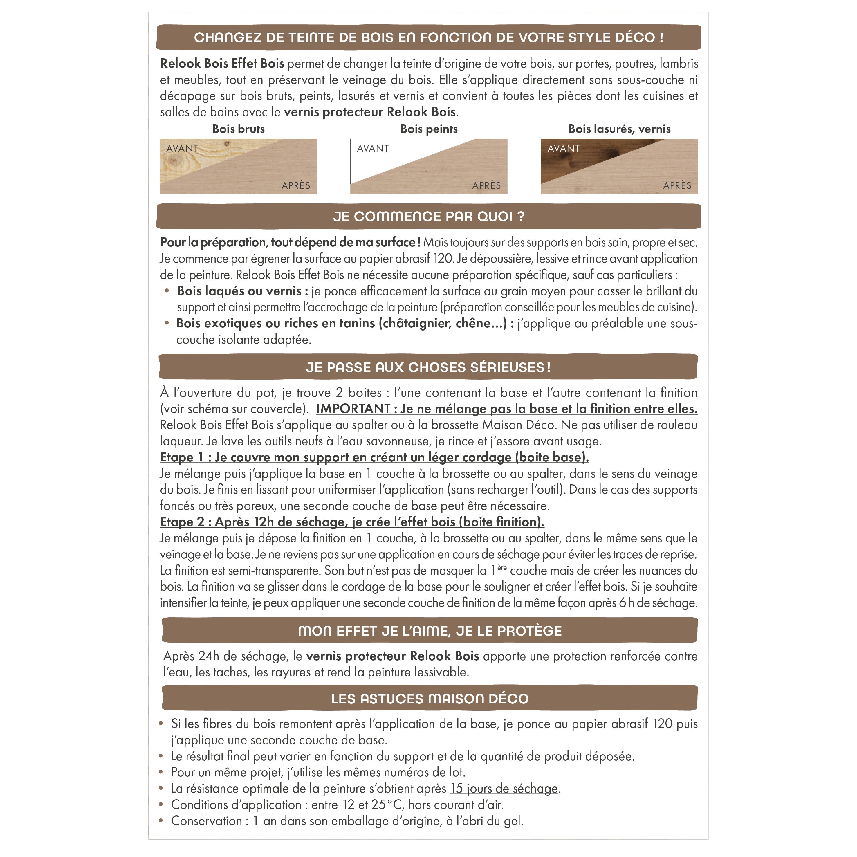 Peinture  Relook bois MAISON DECO, chêne foncé satiné, 0.75 l - 8