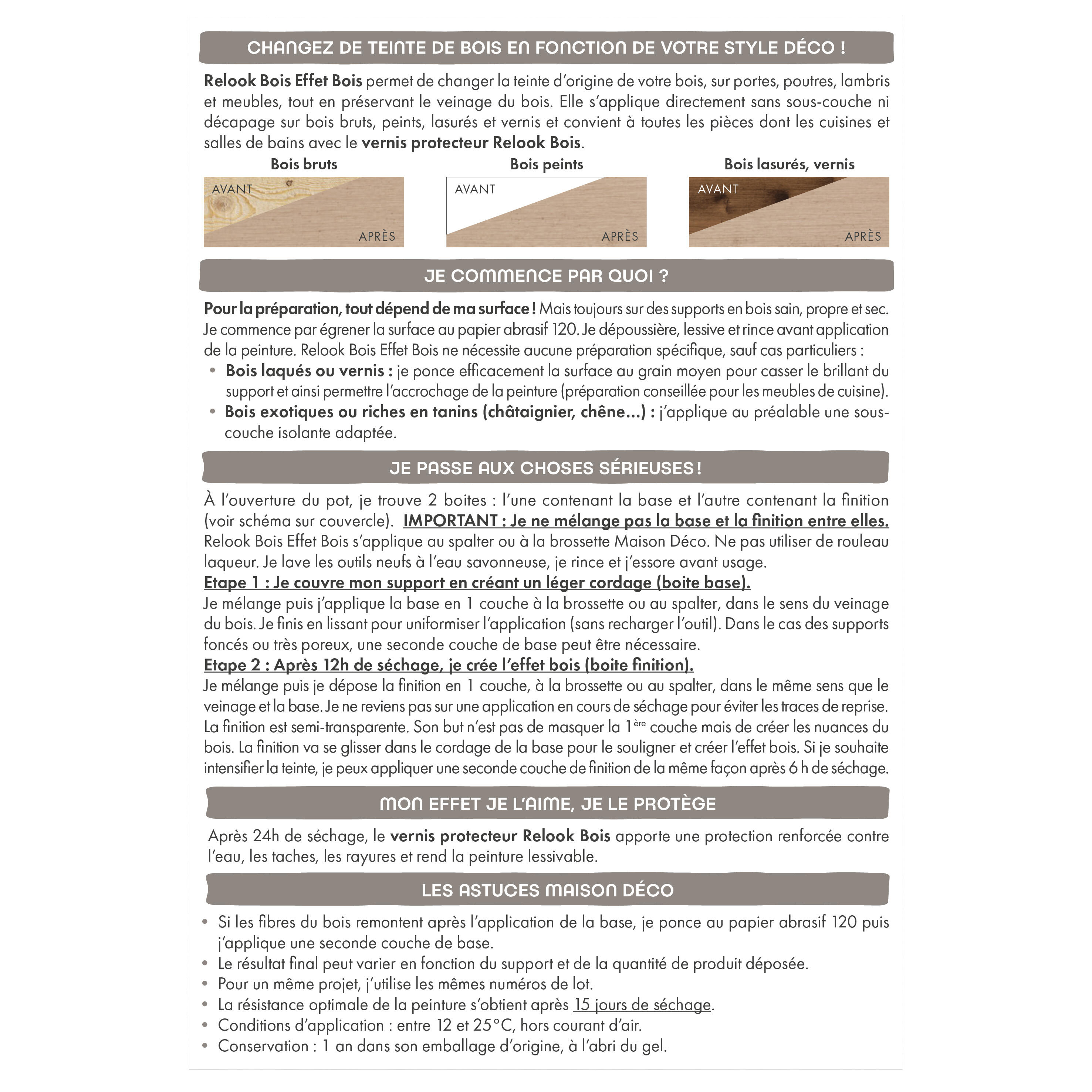 Peinture Poutre et lambris Relook bois MAISON DECO, bois grise satiné, 0.75 l - 8