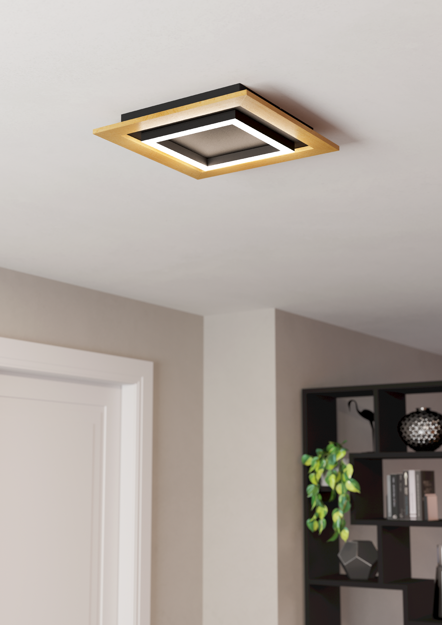 Plafón led tirrenara madera negro 3000 lm color luz regulable