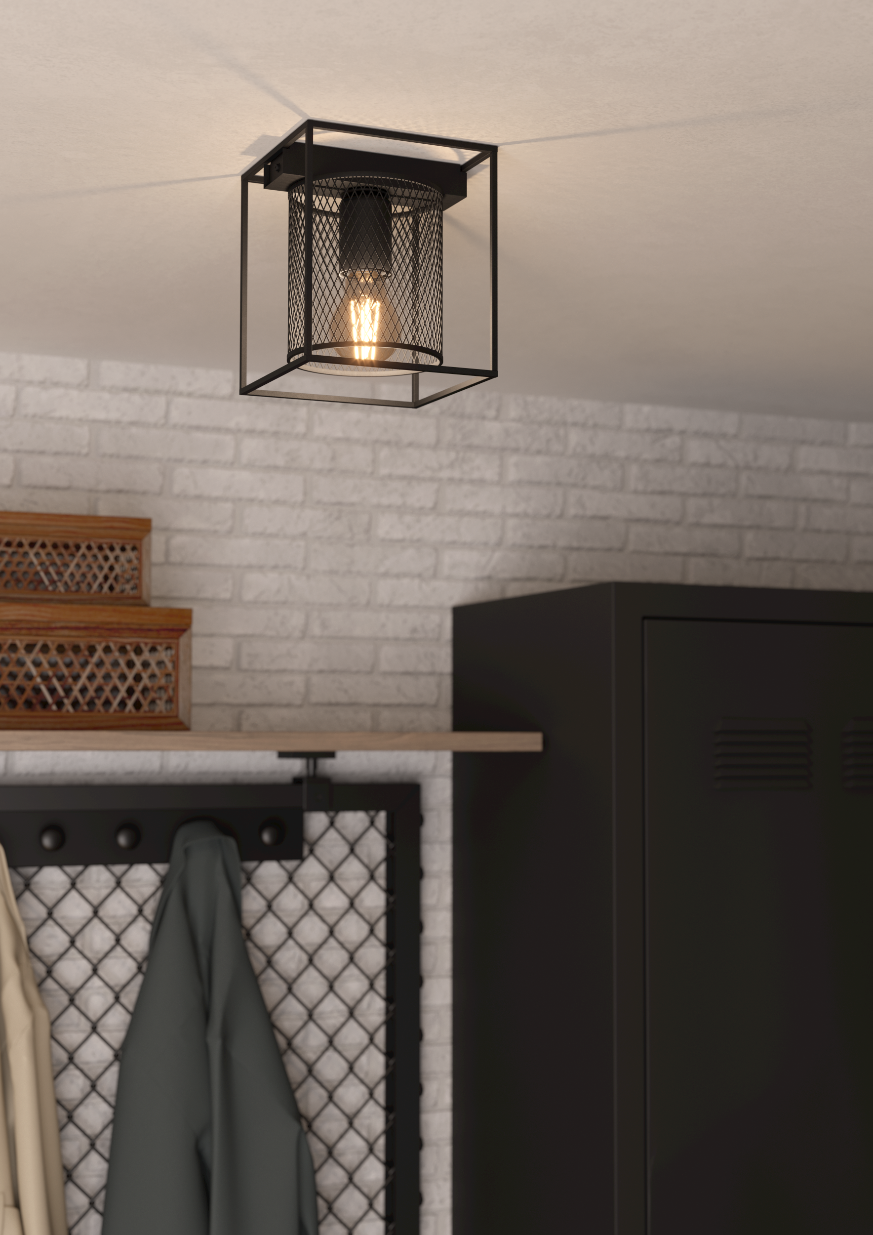 Plafón catterick e27 negro