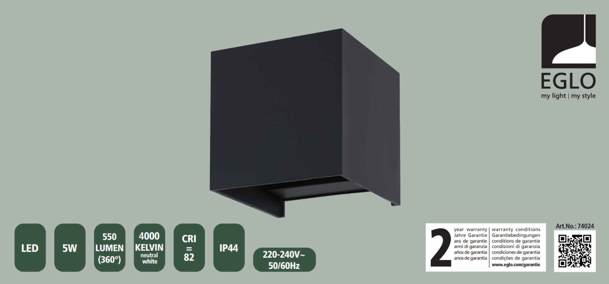 Candeeiro de parede redondo exterior BARCAROLA-E led preto - 8