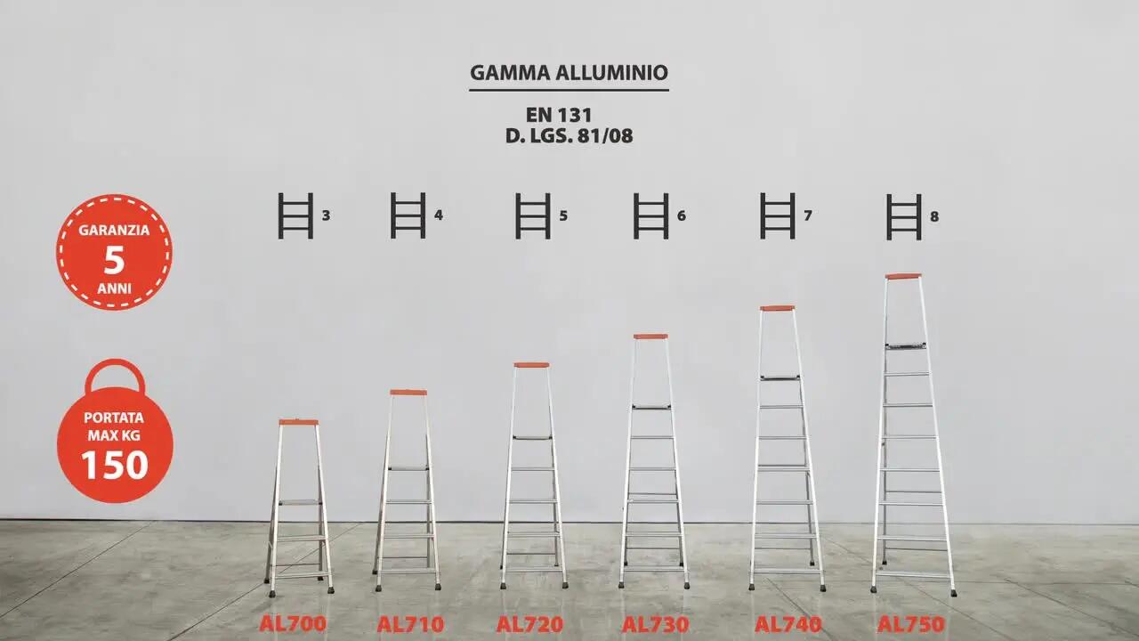Scala GIERRE Stabila 110 ALU 150 in alluminio 6 gradini 150 kg - 2