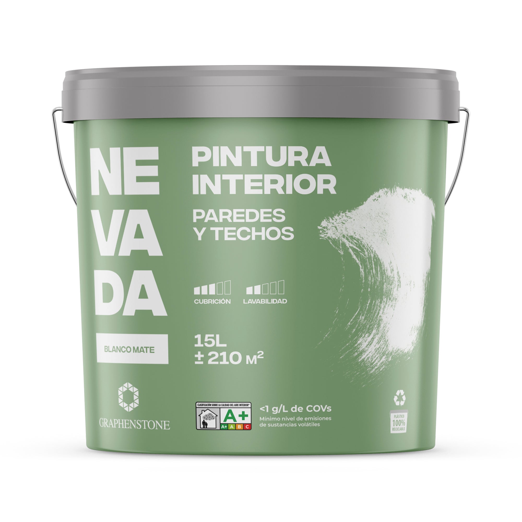 Pintura de interior nevada graphenstone color blanco mate 15l para paredes y techos
