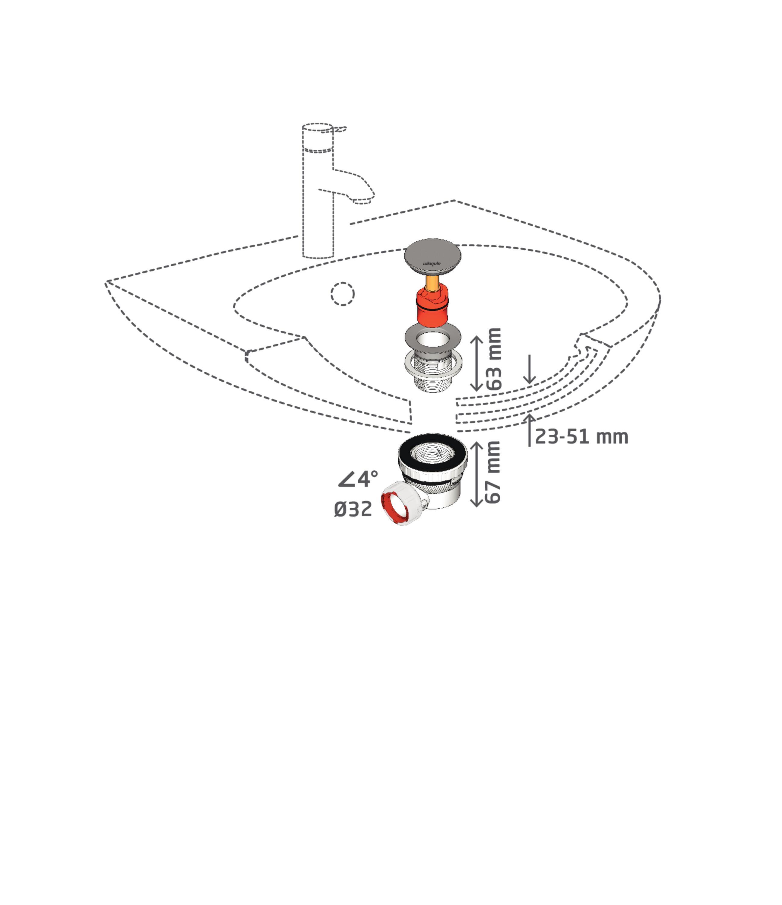 Syfon umywalki niski XS-Pure KLIK-KLAK chrom WIRQUIN - 7