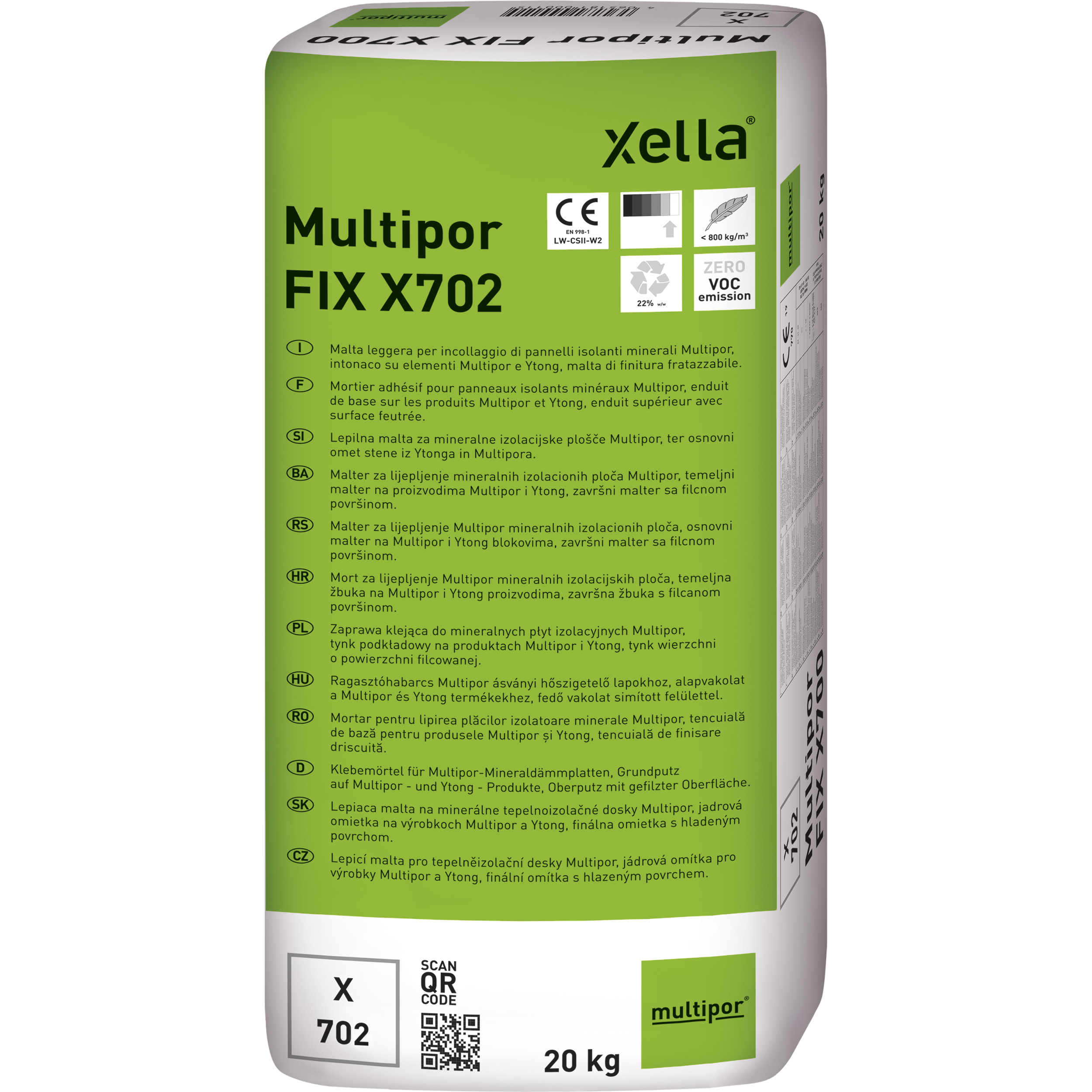 Zaprawa murarska lekka Multipor FIX Z702 20 kg Xella