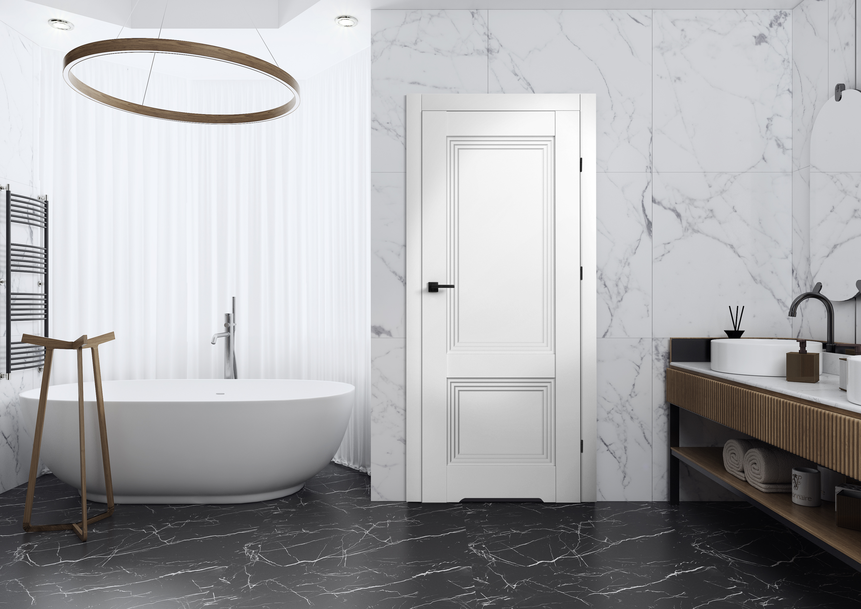 Drzwi wewnętrzne z podcięciem wentylacyjnym Rumba+ białe NPP 60 prawe Artens - 3