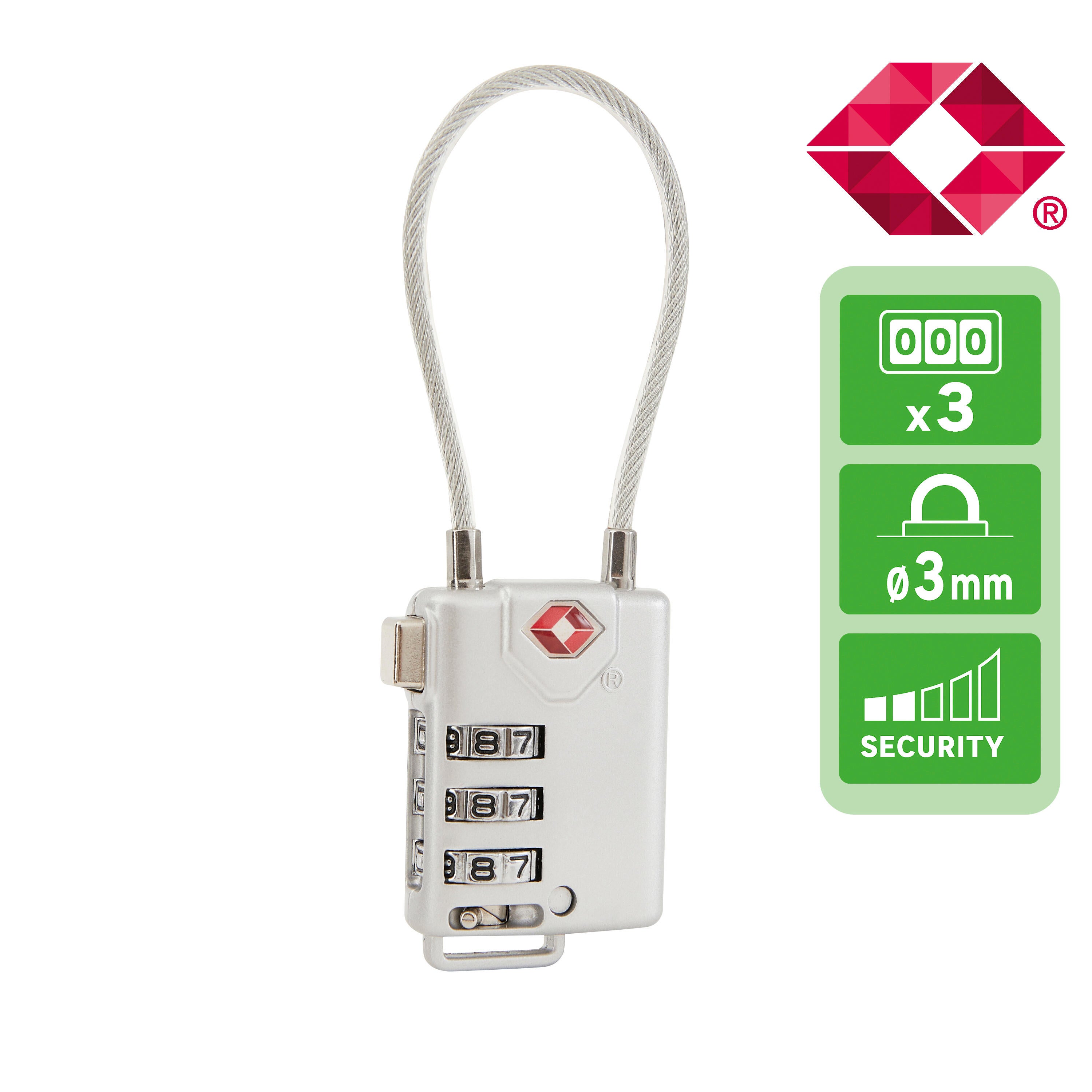 Cadeado de viagem com combinação 43x30 mm 3 mm Standers - 7