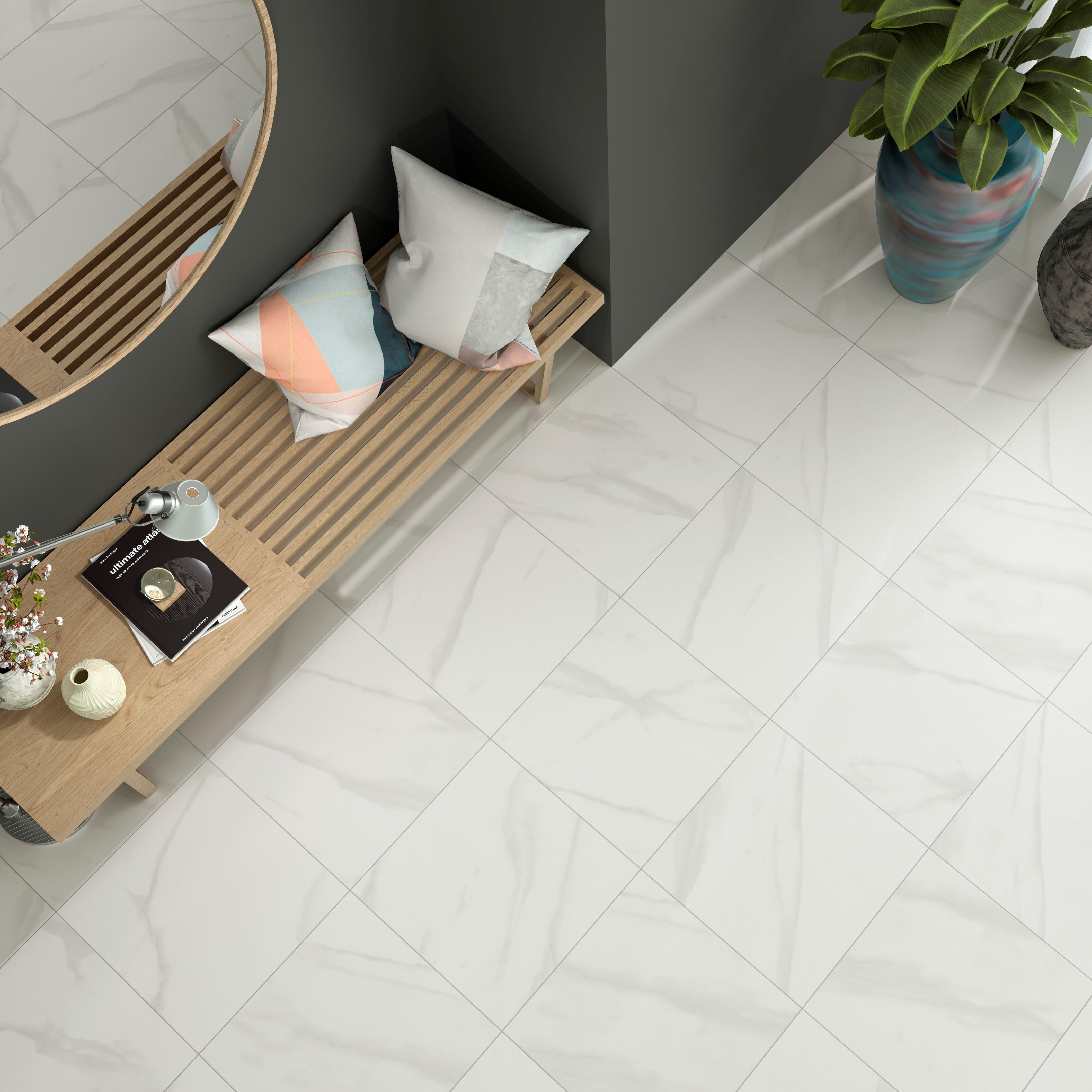 Carrelage sol intérieur / mur intérieur effet marbre blanc Samos 2 l.45 x L.45 c - 2