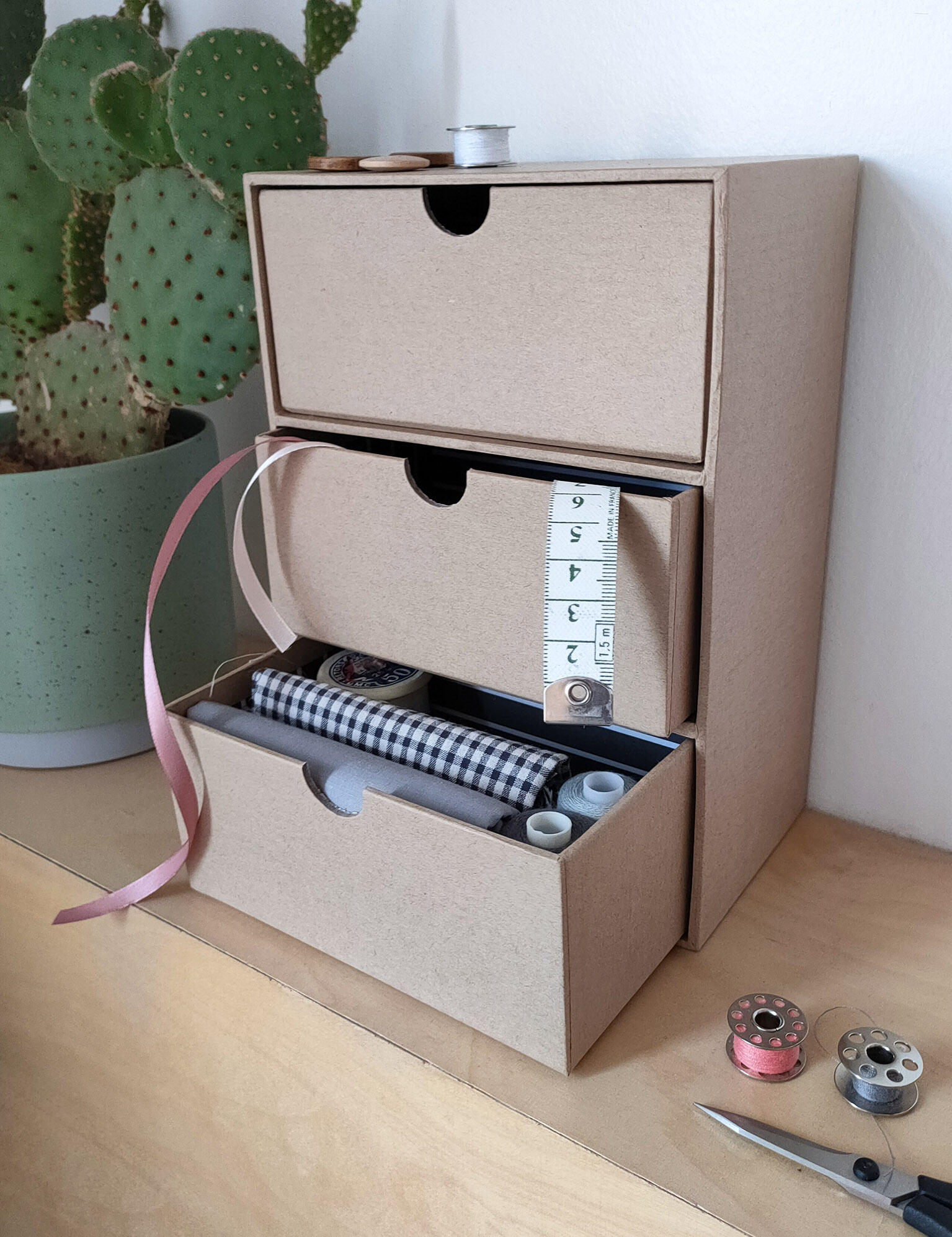 Tour de rangement 3 tiroirs en carton pour bureau - 2