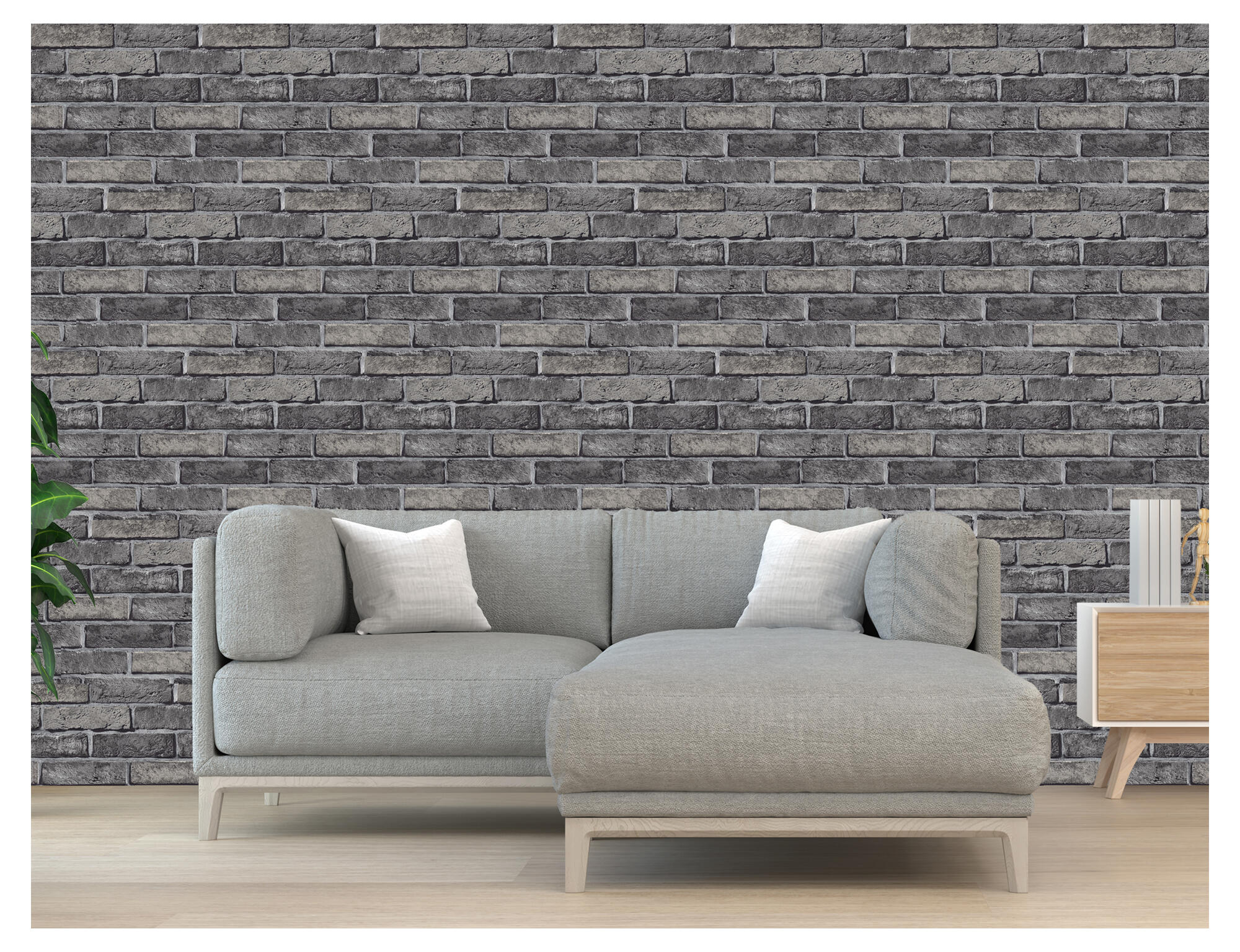 Papel pintado vinilo aplicación cola en pared urban city ladrillo 506158 gris 53cmx10.05m lavable