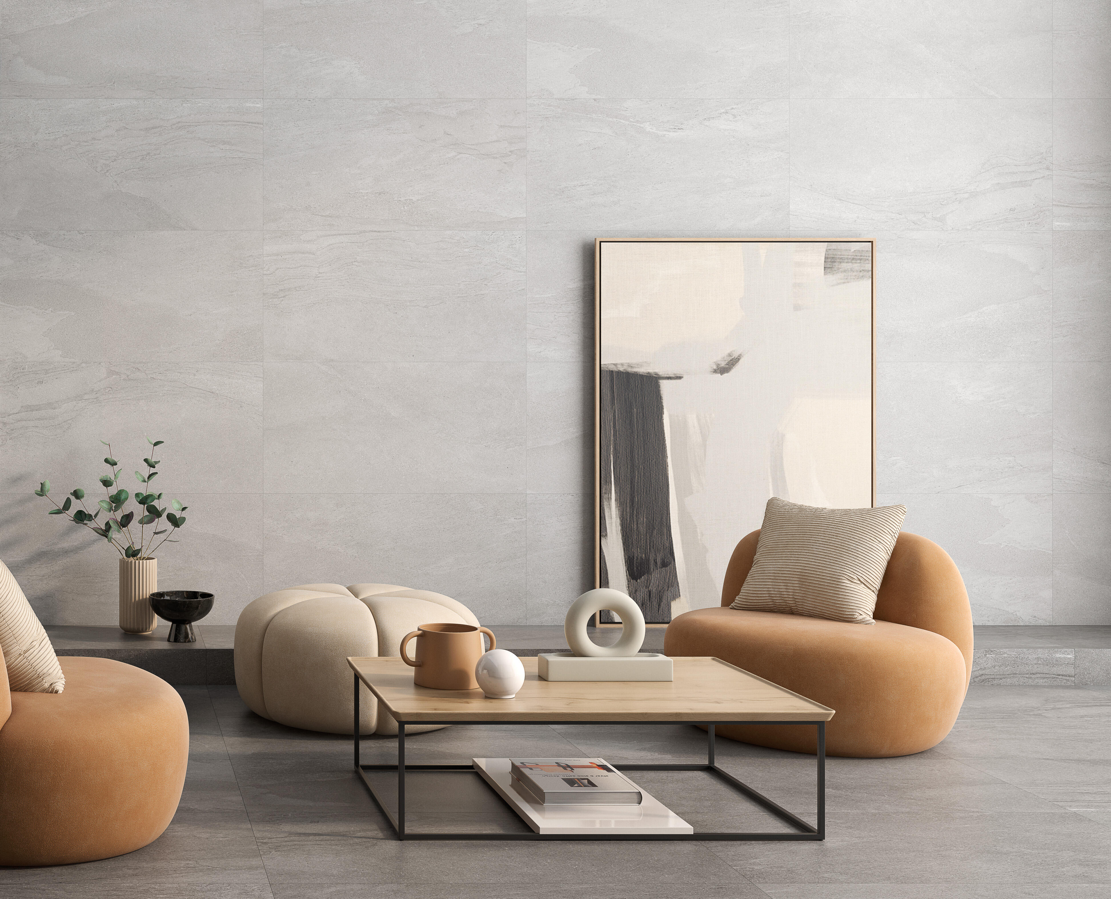 Suelo/azulejo porcelánico bela efecto piedra gris 60x120 cm c1
